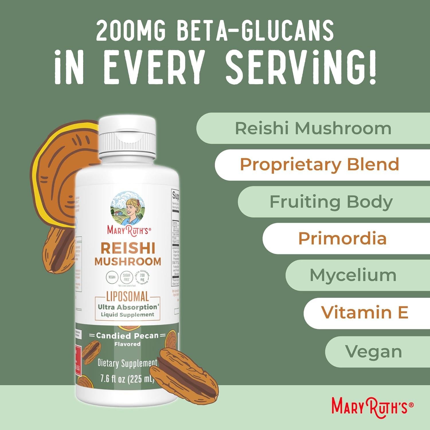 Suplemento de Hongos MaryRuth: Cordyceps y Reishi Liposomal