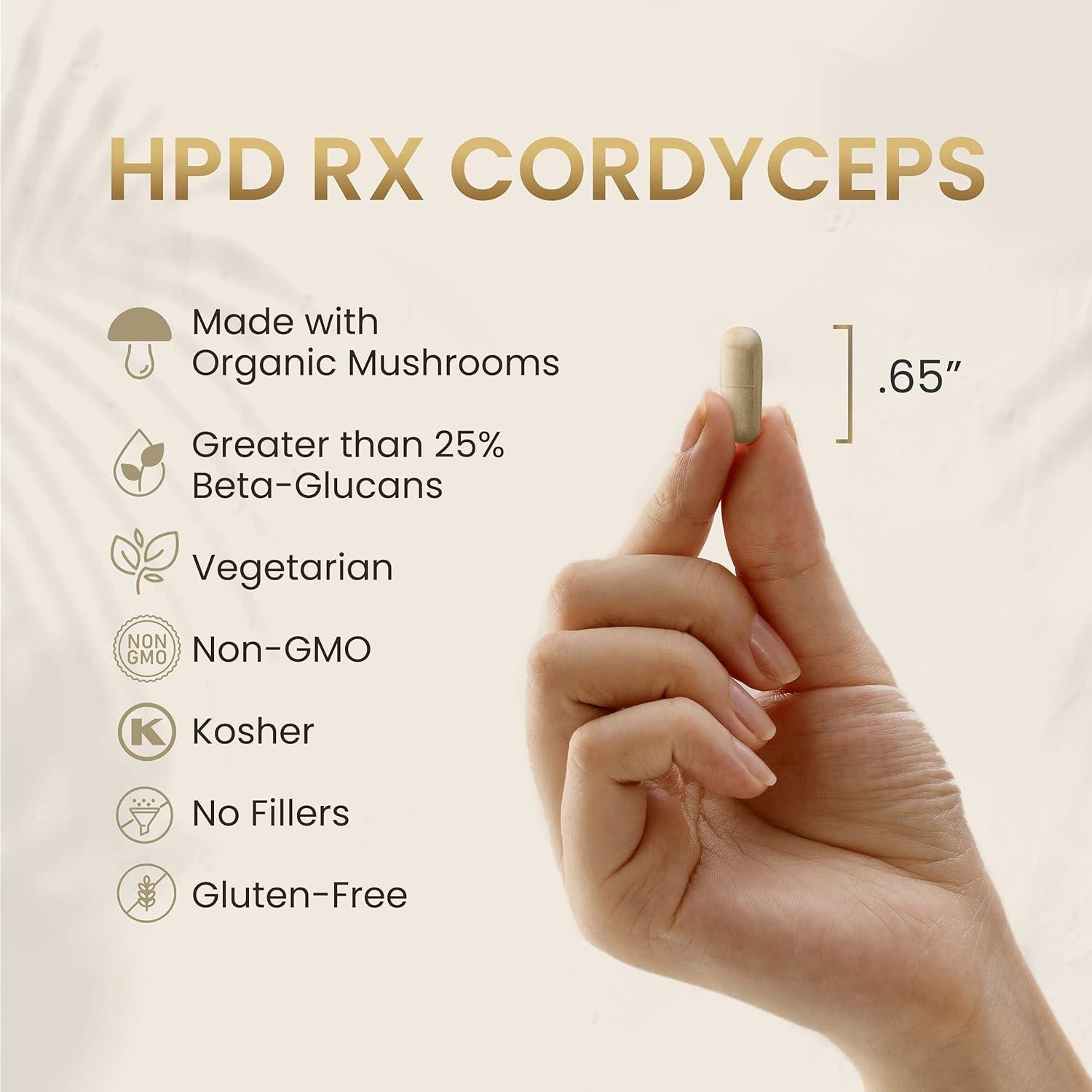 Suplemento de Cordyceps Orgánico HPD Rx 2250 mg 240 Cápsulas