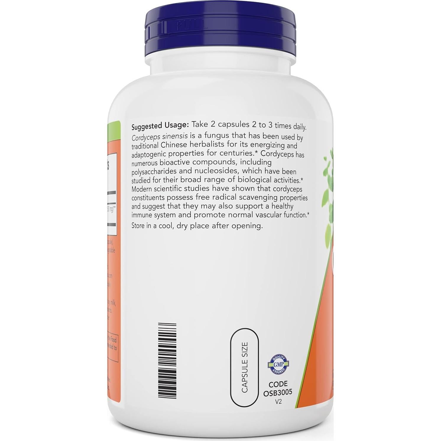 NOW Foods Cordyceps 200 Cápsulas 750 mg Veganas Paquete de 2