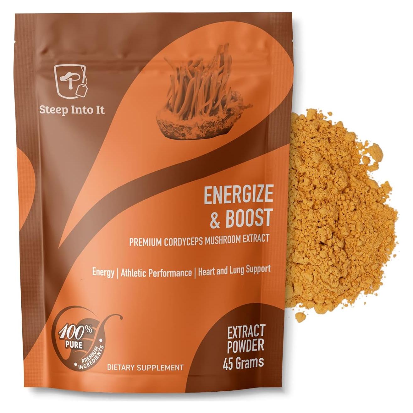 Suplemento en polvo de hongo Cordyceps orgánico Steep Into It 45g