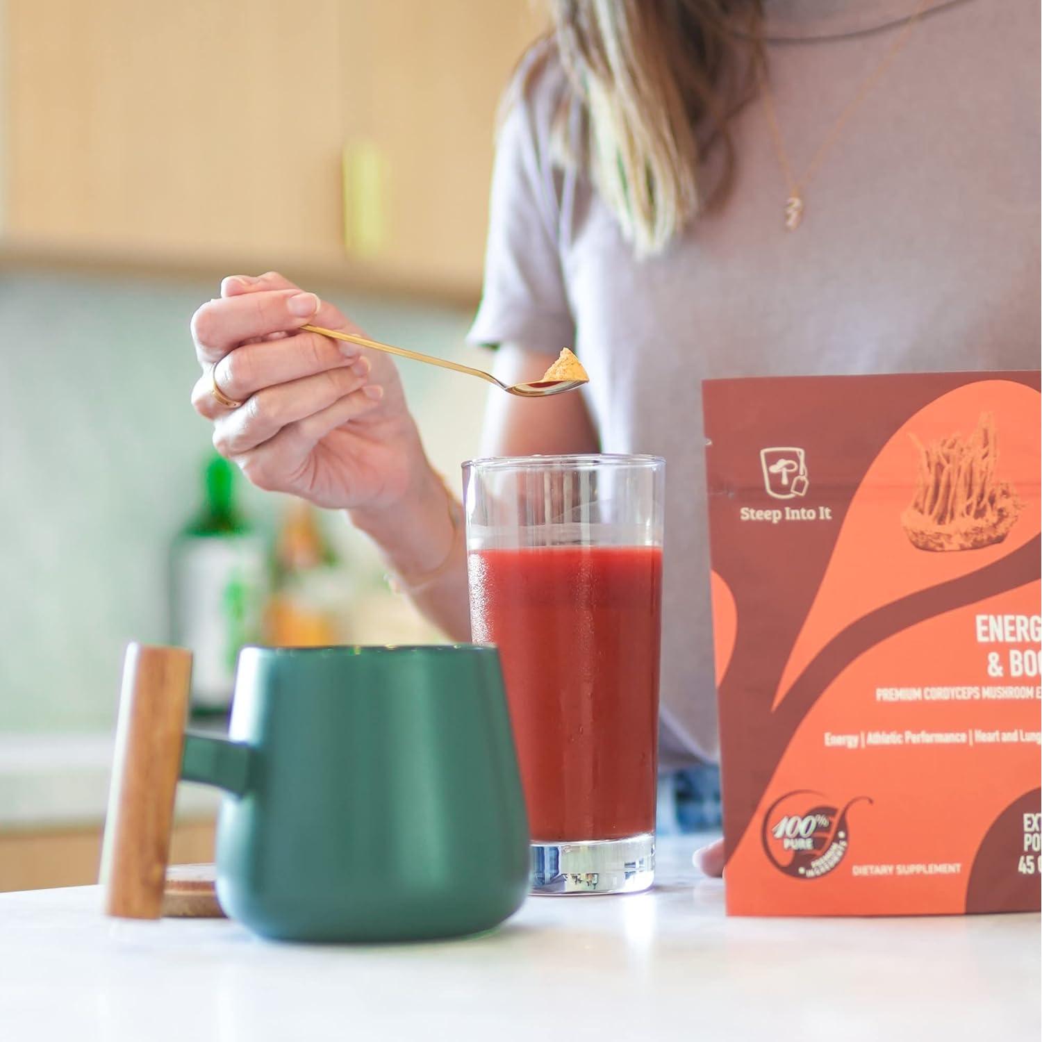 Suplemento en polvo de hongo Cordyceps orgánico Steep Into It 45g