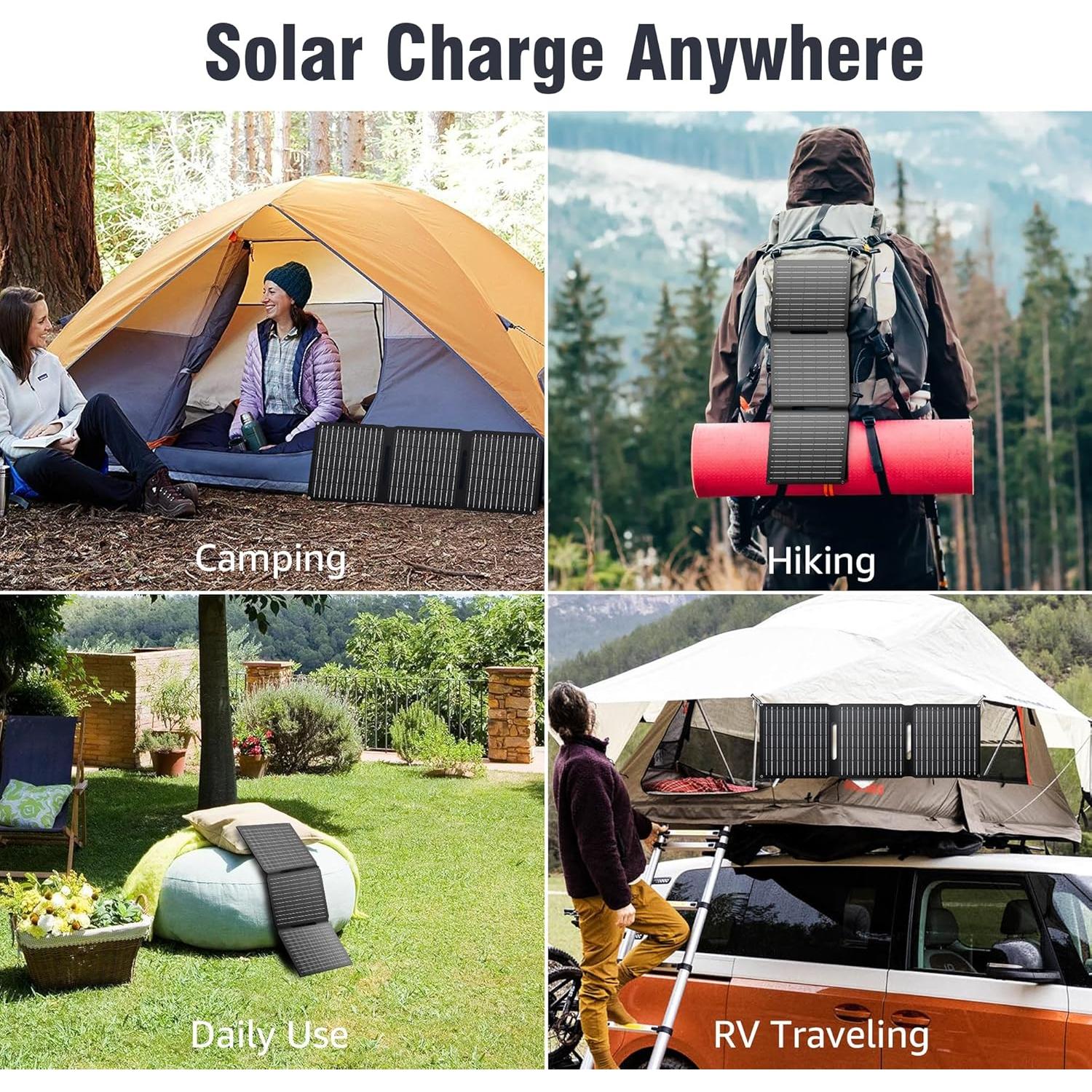 Cargador Solar Plegable 30W ZeroKor USB C/DC para Camping