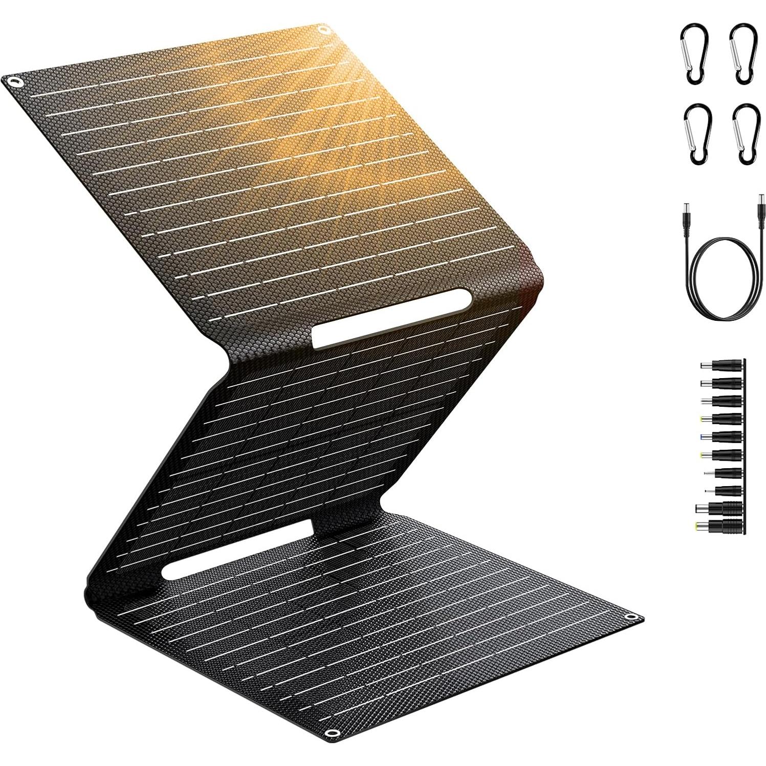 Cargador Solar Plegable 30W ZeroKor USB C/DC para Camping