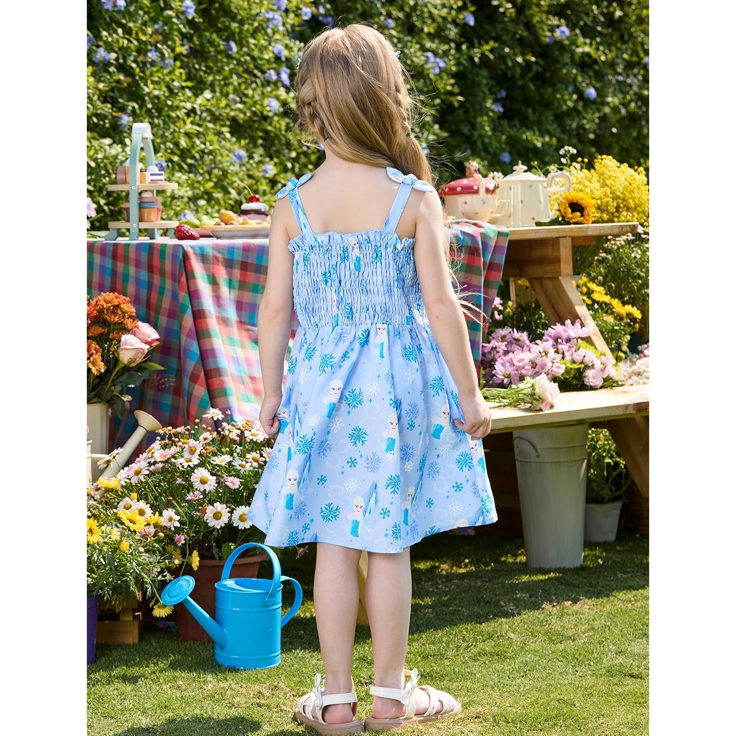 Vestido de Verano Disney Frozen Elsa Niña 4-5T Azul Claro