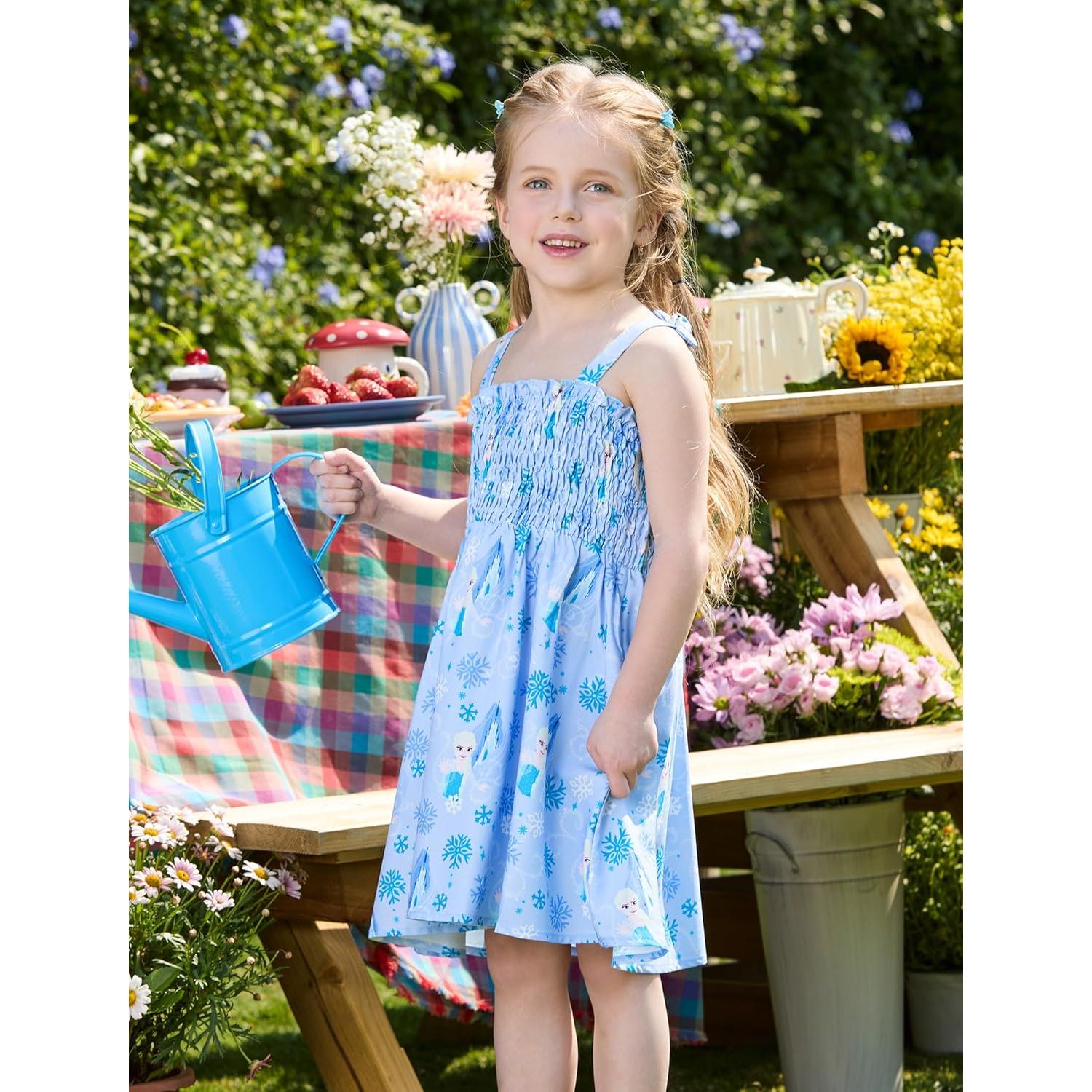 Vestido de Verano Disney Frozen Elsa Niña 4-5T Azul Claro
