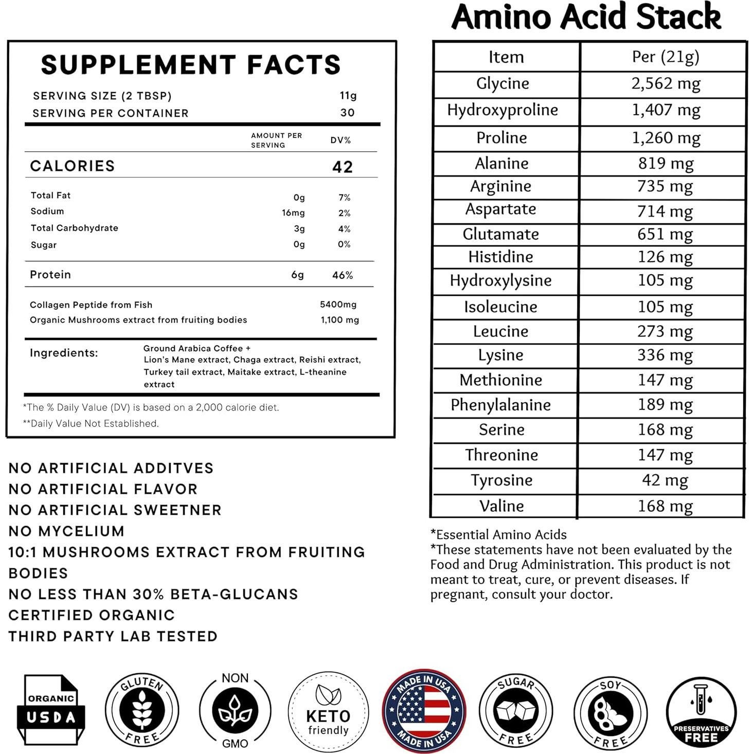 Café de Champiñones OrganiiLand con Colágeno y Proteína 30 Porciones