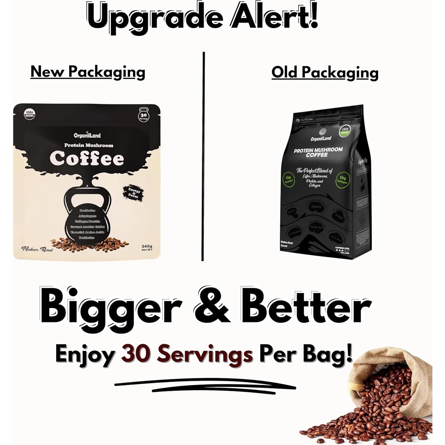 Café de Champiñones OrganiiLand con Colágeno y Proteína 30 Porciones