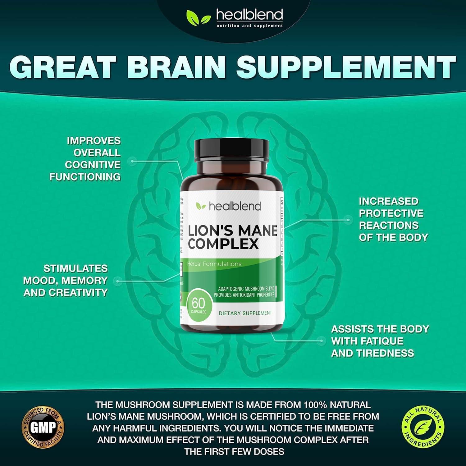 Cápsulas de Champiñón Melena de León Healblend - 60 Unidades