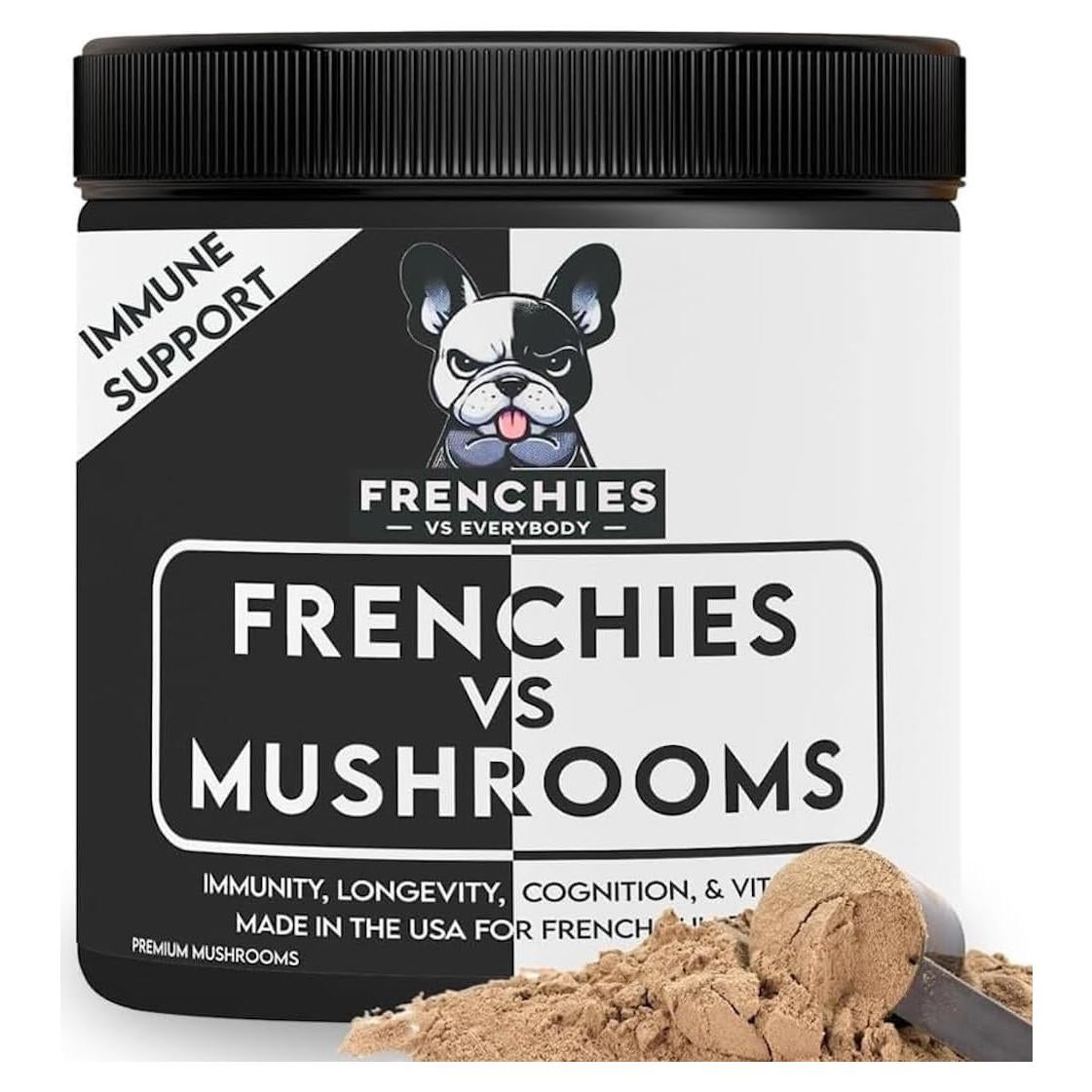 Suplemento de Champiñón para Bulldog Francés - Frenchies vs Champiñones - Omega-3 y Cúrcuma