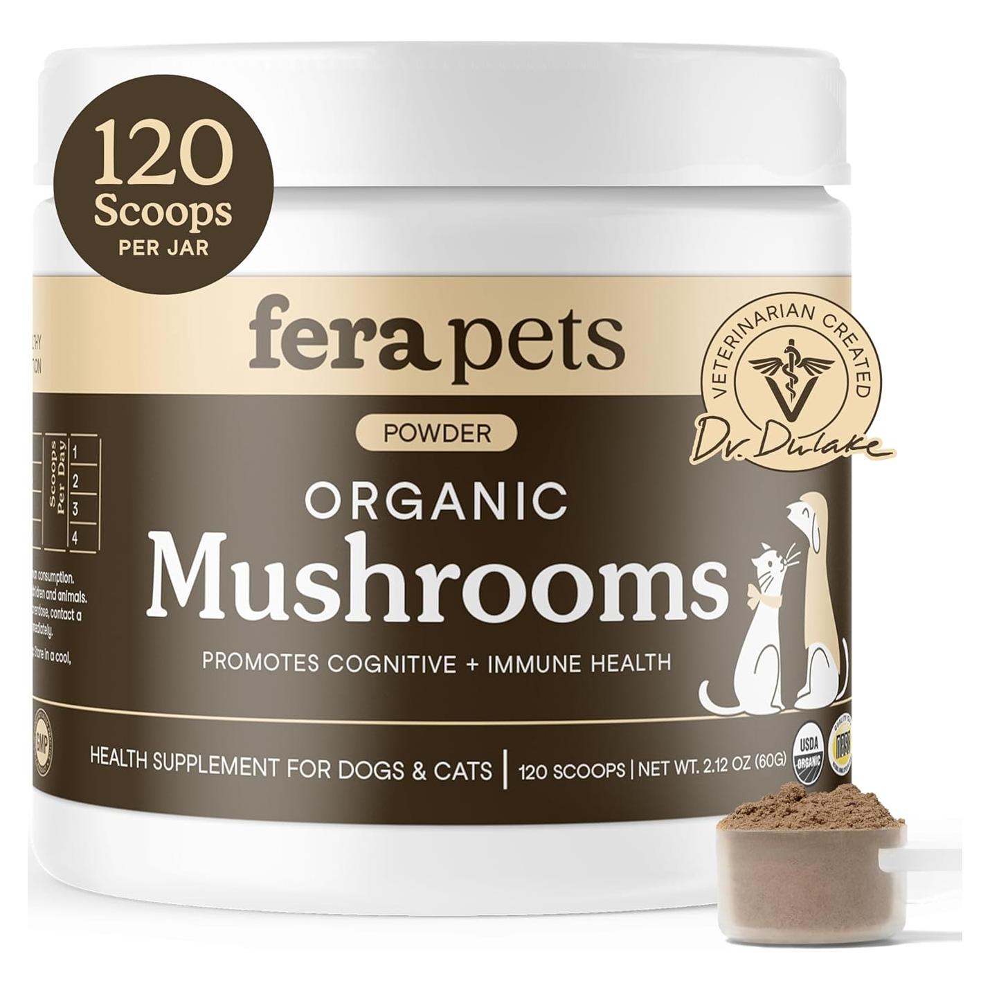 Suplemento de Hongos Fera Pets para Perros y Gatos - 120 Cucharadas