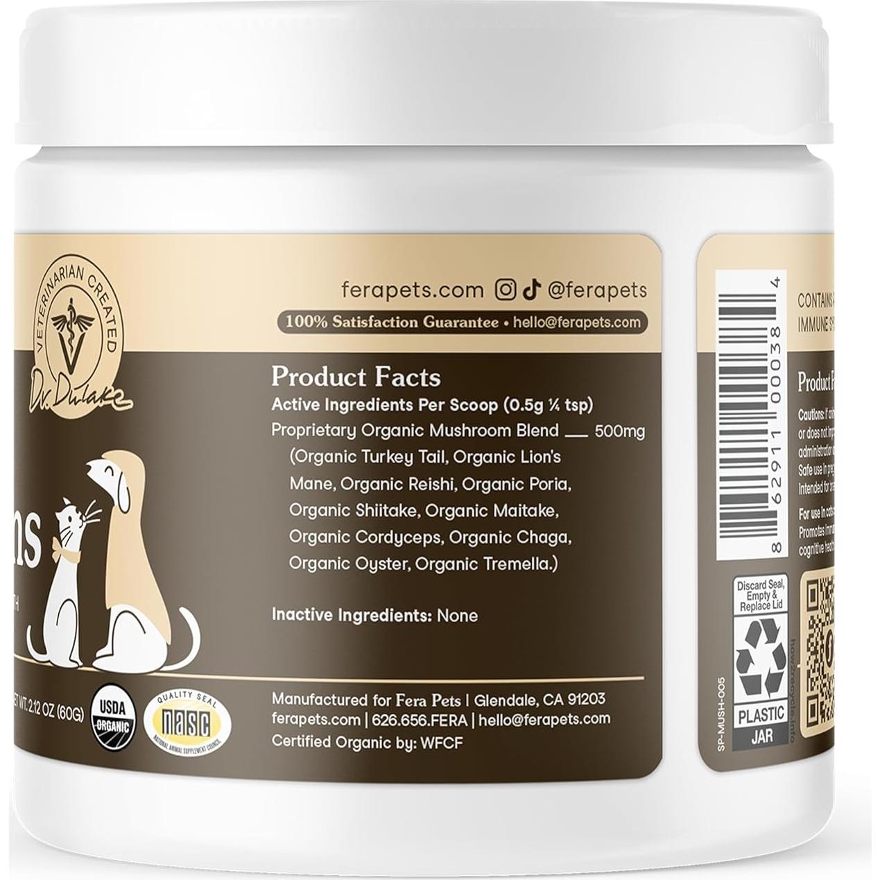 Suplemento de Hongos Fera Pets para Perros y Gatos - 120 Cucharadas