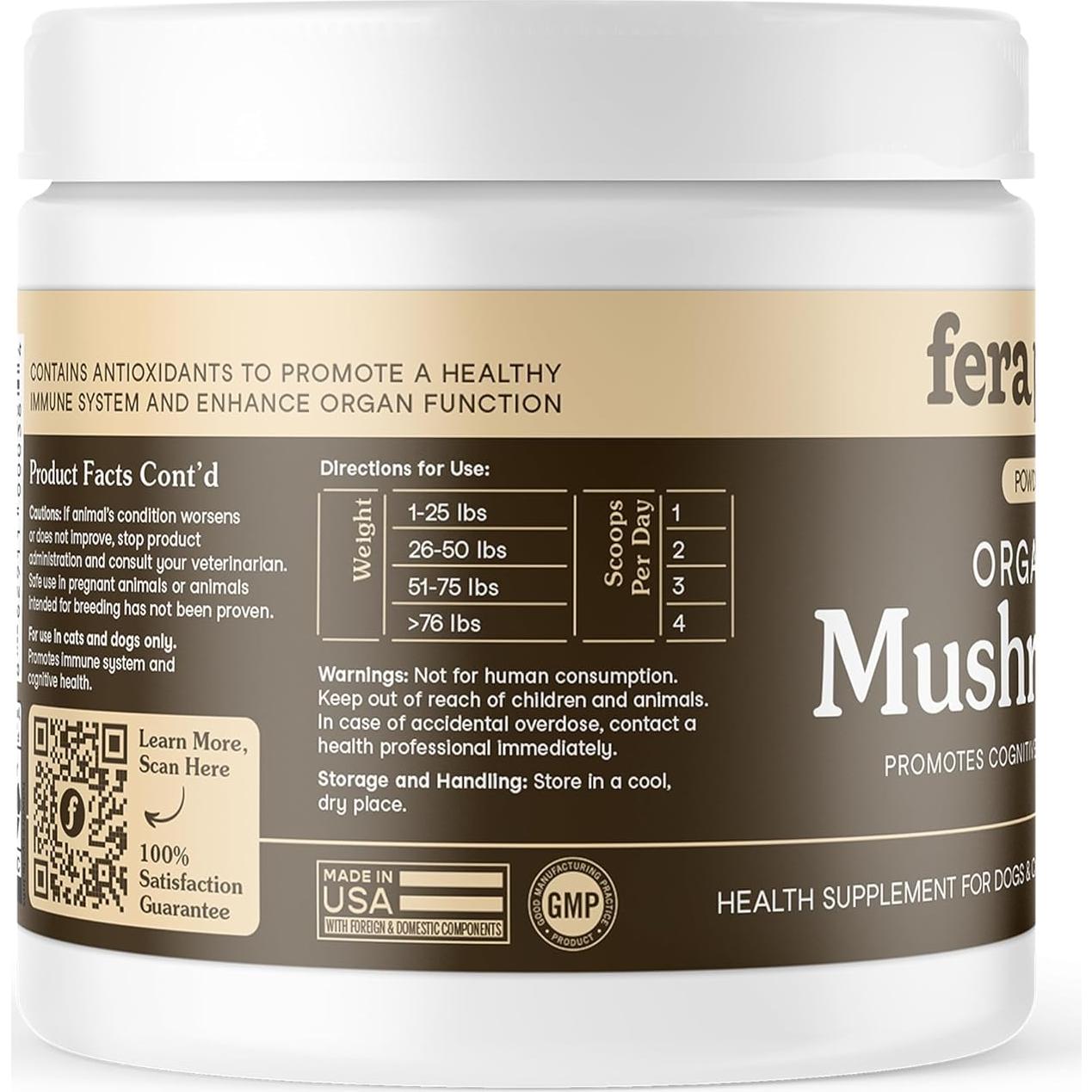 Suplemento de Hongos Fera Pets para Perros y Gatos - 120 Cucharadas