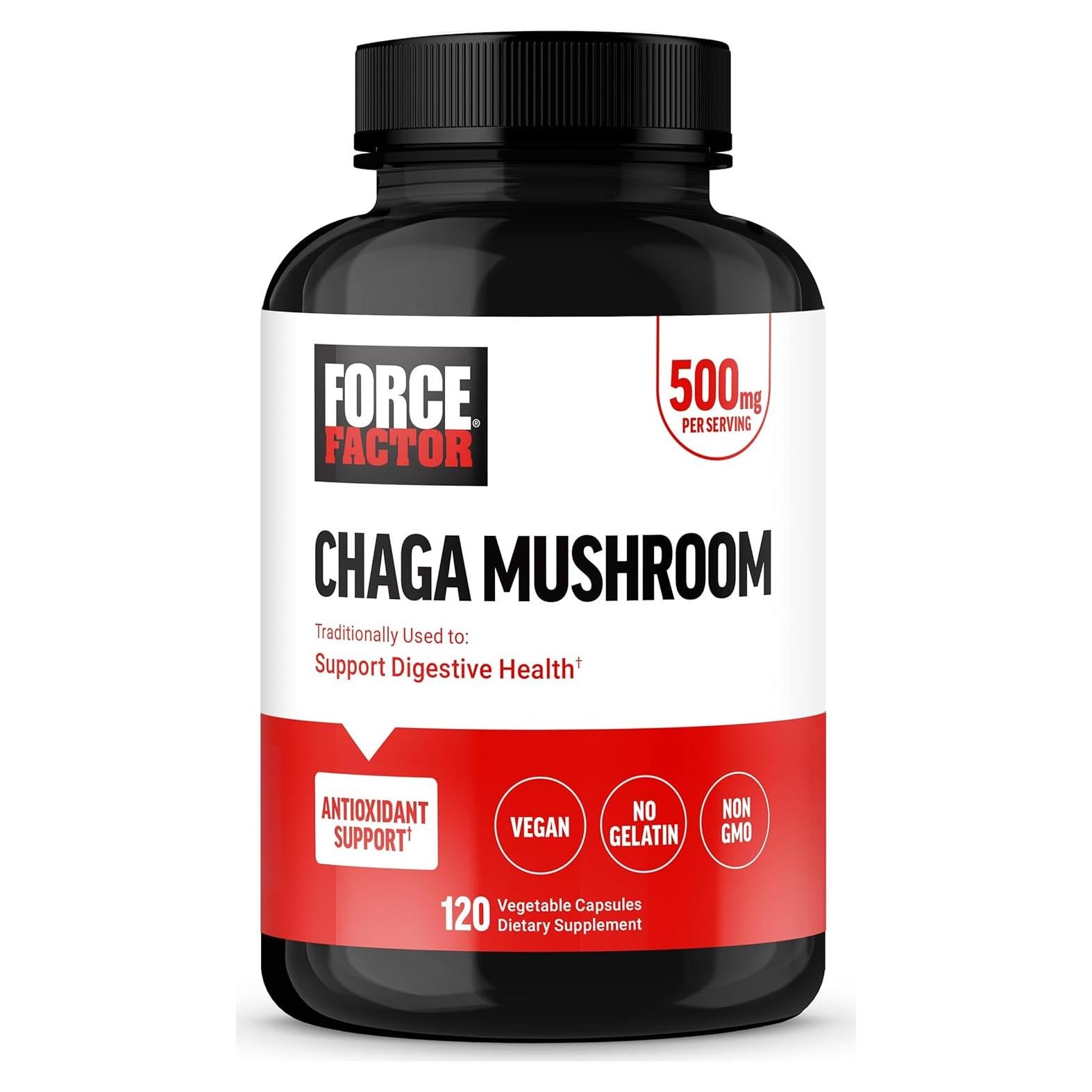 Cápsulas de Chaga Force Factor 120 Veganas 100% Naturales