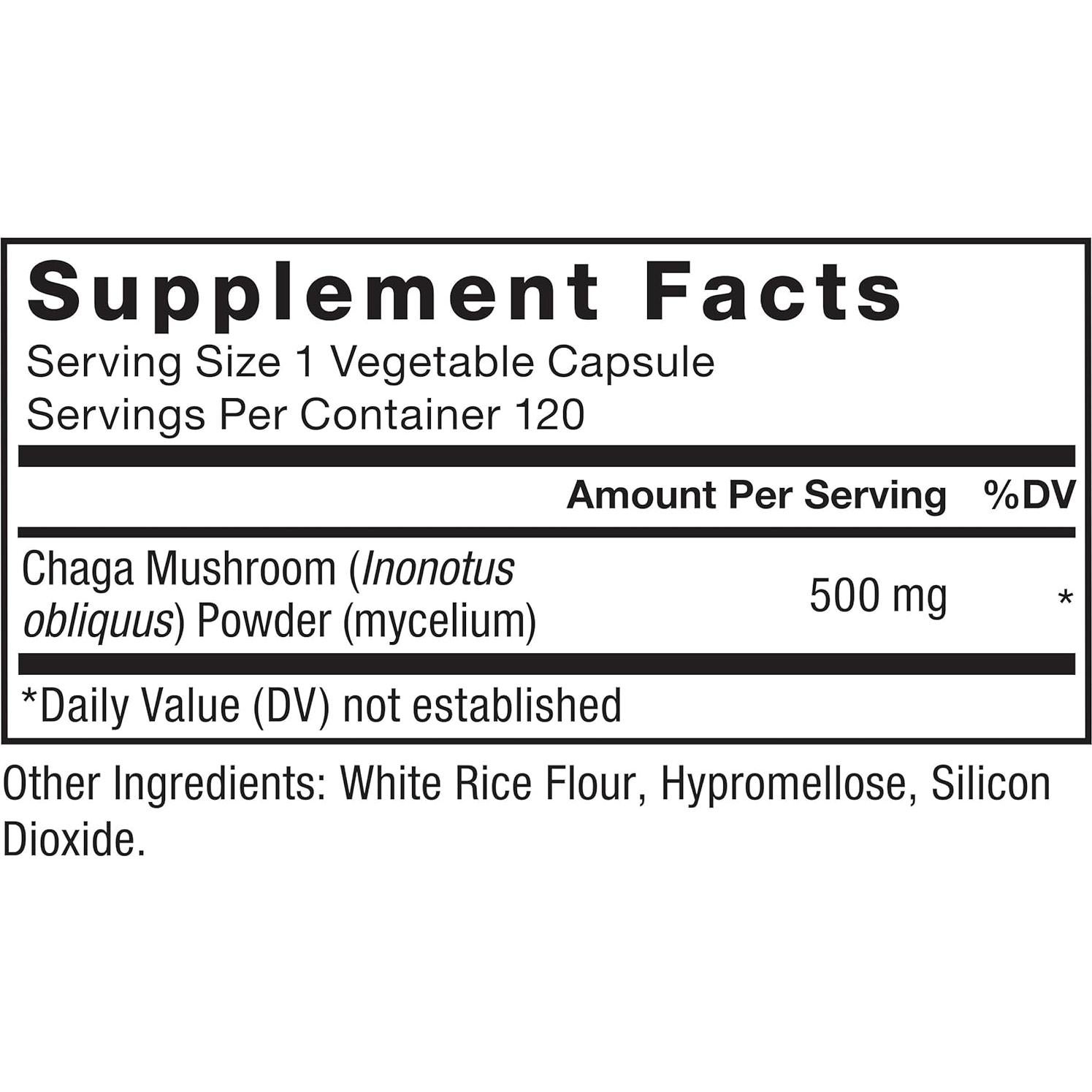 Cápsulas de Chaga Force Factor 120 Veganas 100% Naturales