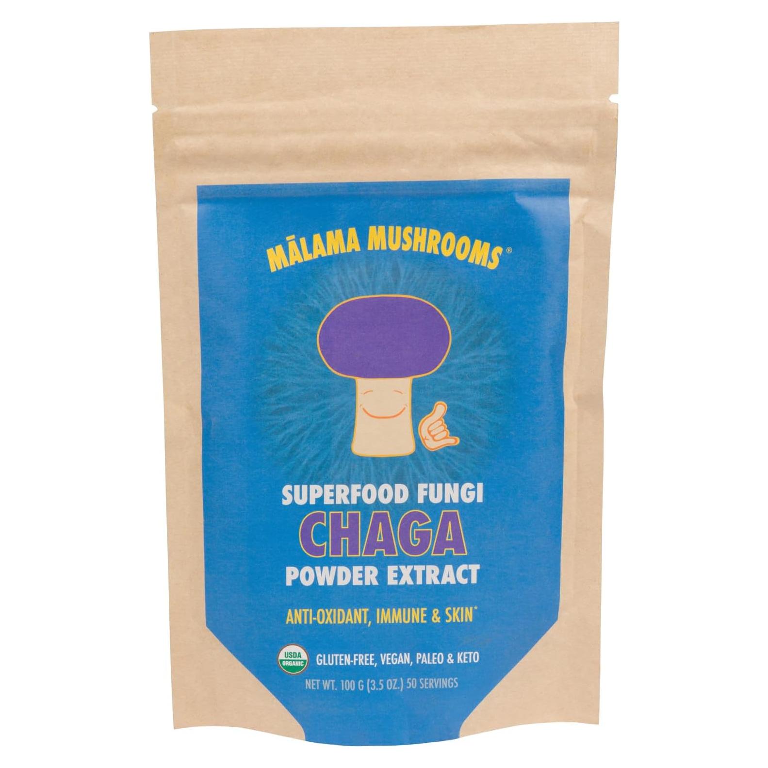 Polvo de Hongo Chaga Orgánico Malama 110g - Superalimento Adaptogénico