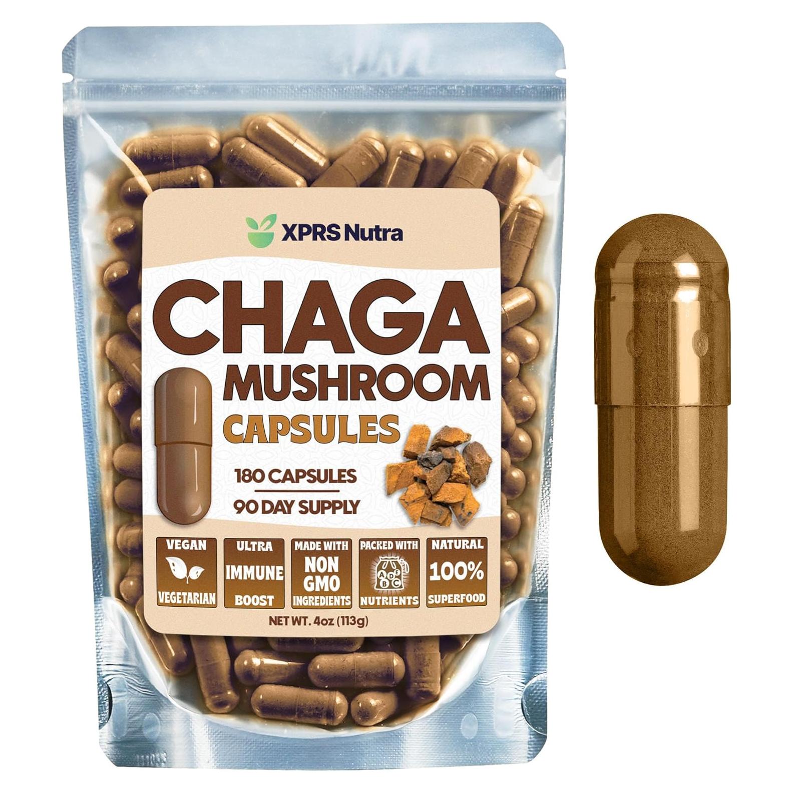 Cápsulas de Hongo Chaga XPRS Nutra - 180 Unidades - Veganas