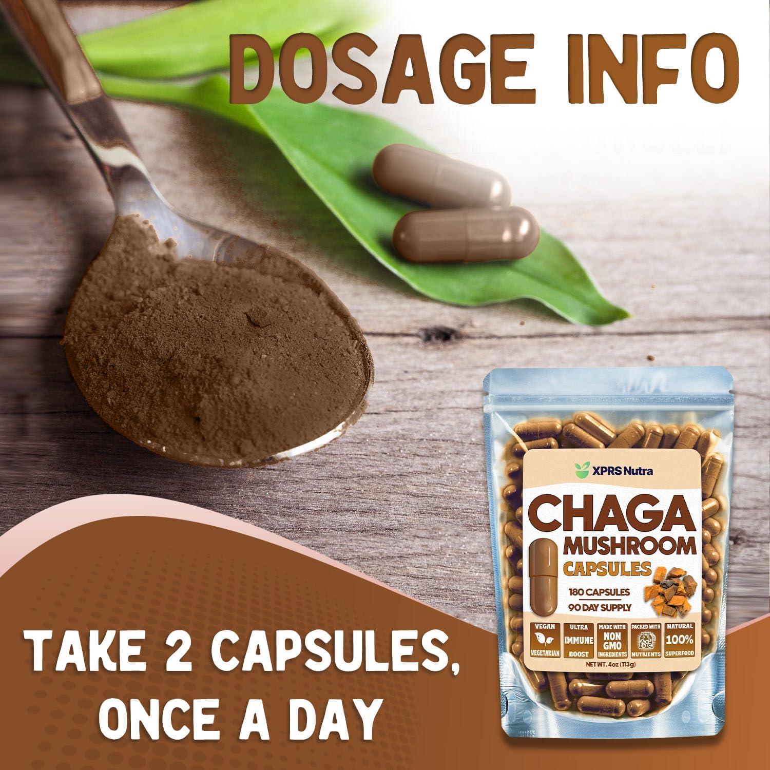 Cápsulas de Hongo Chaga XPRS Nutra - 180 Unidades - Veganas