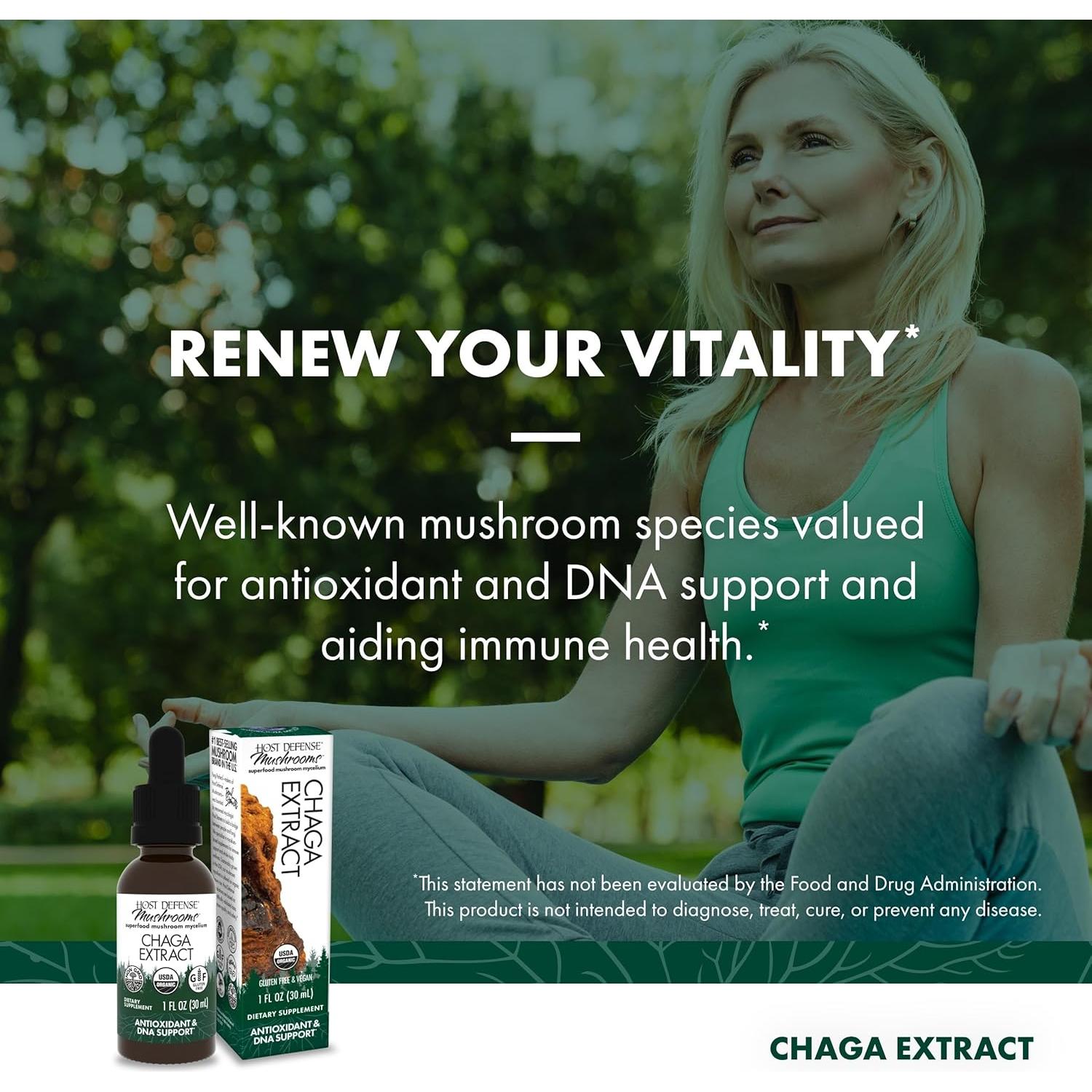 Extracto de Chaga Host Defense 30ml - Suplemento Inmunológico