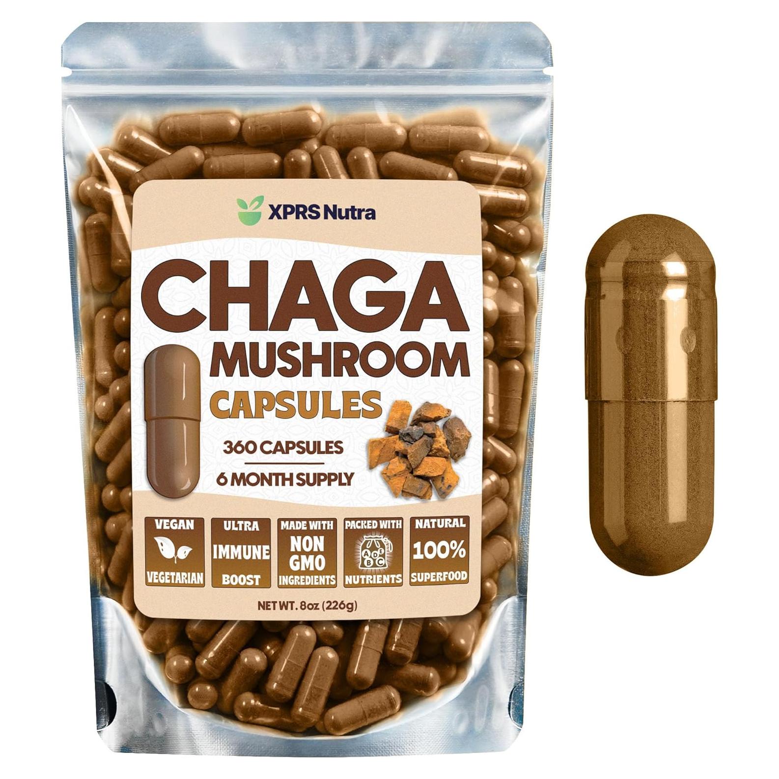 Cápsulas de Hongo Chaga XPRS Nutra - 360 Unidades - Veganas