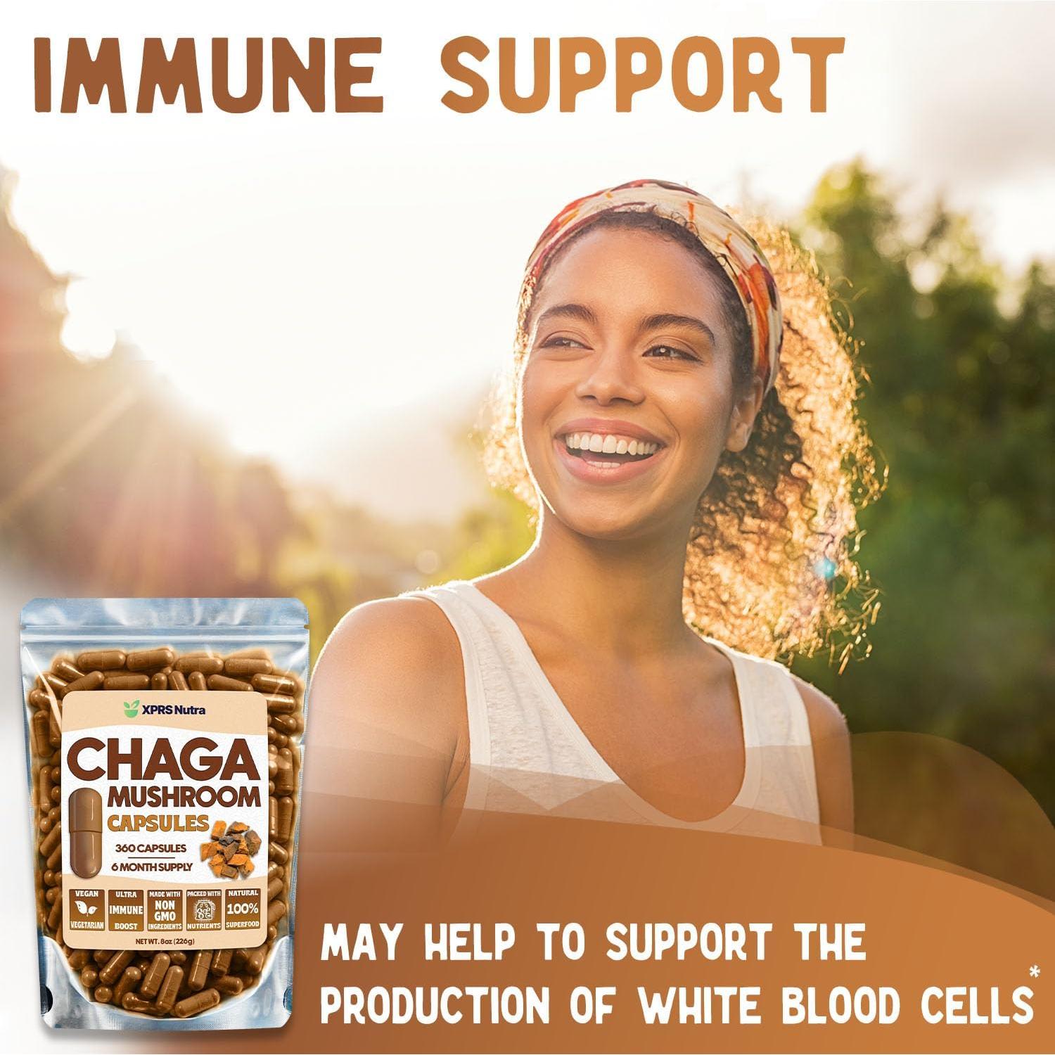 Cápsulas de Hongo Chaga XPRS Nutra - 360 Unidades - Veganas