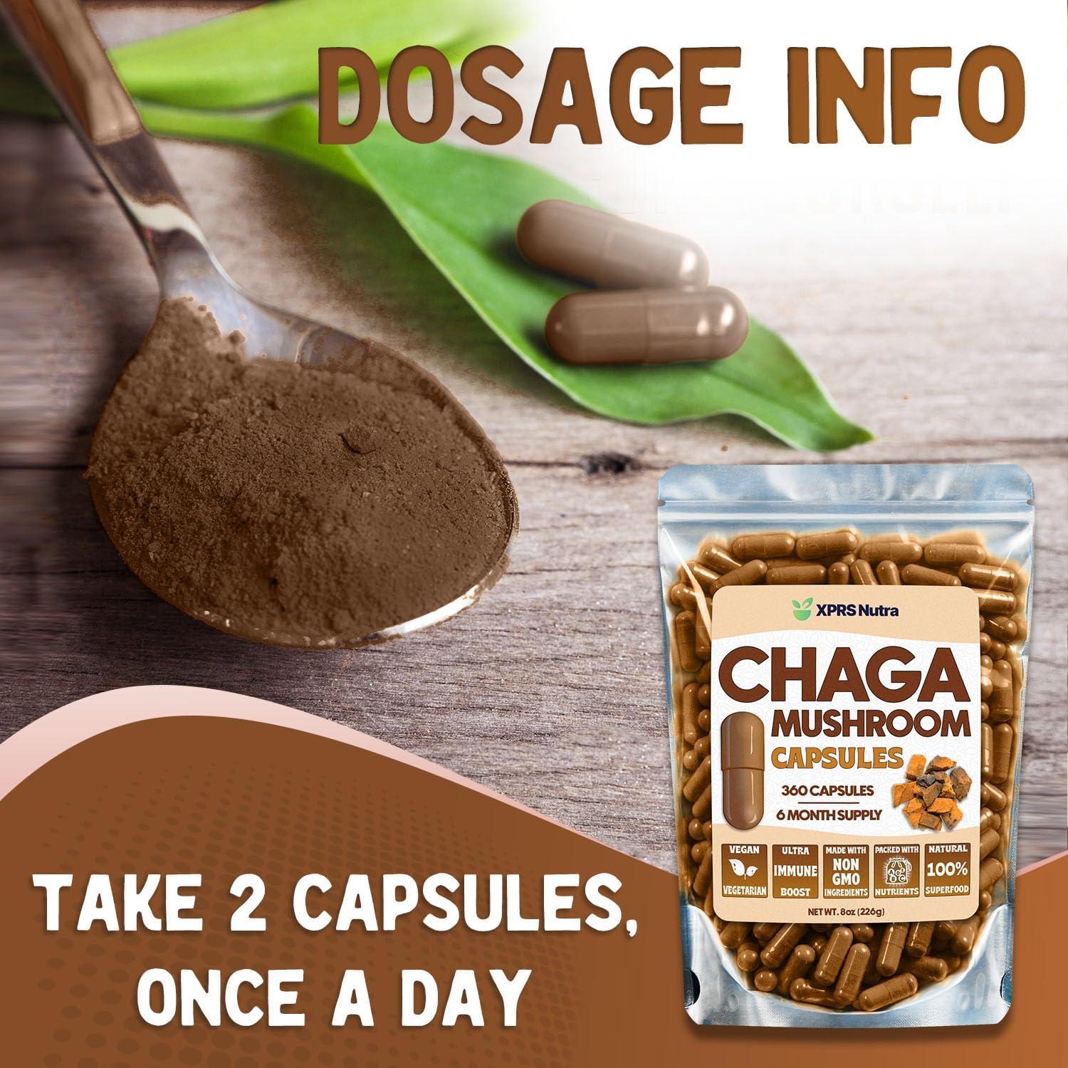 Cápsulas de Hongo Chaga XPRS Nutra - 360 Unidades - Veganas