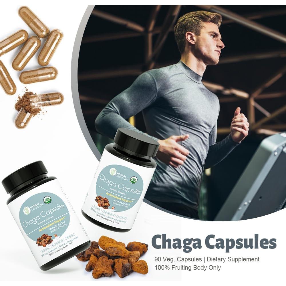 Cápsulas de Hongos Chaga Herbal Treasure - 90 Caps Orgánicas