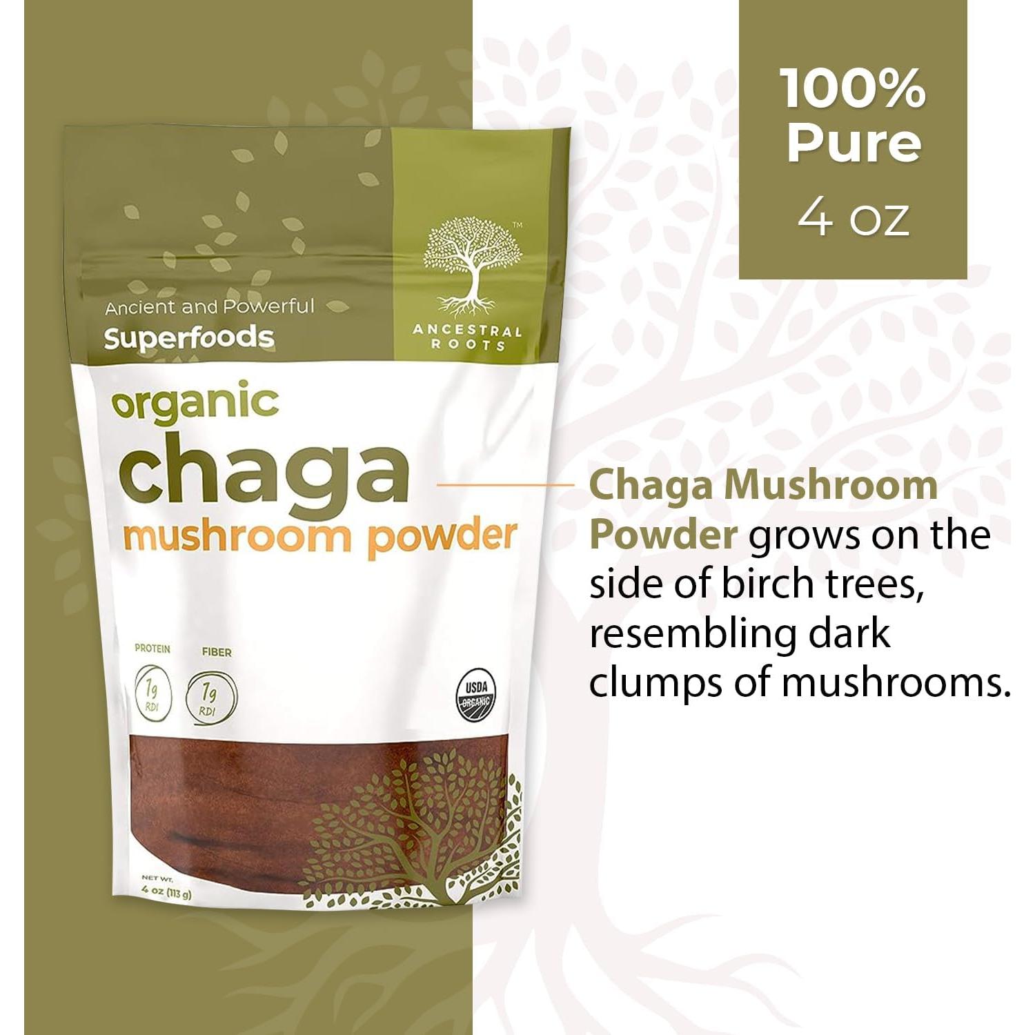 Polvo de Hongo Chaga Orgánico Raíces Ancestrales 113.4 g