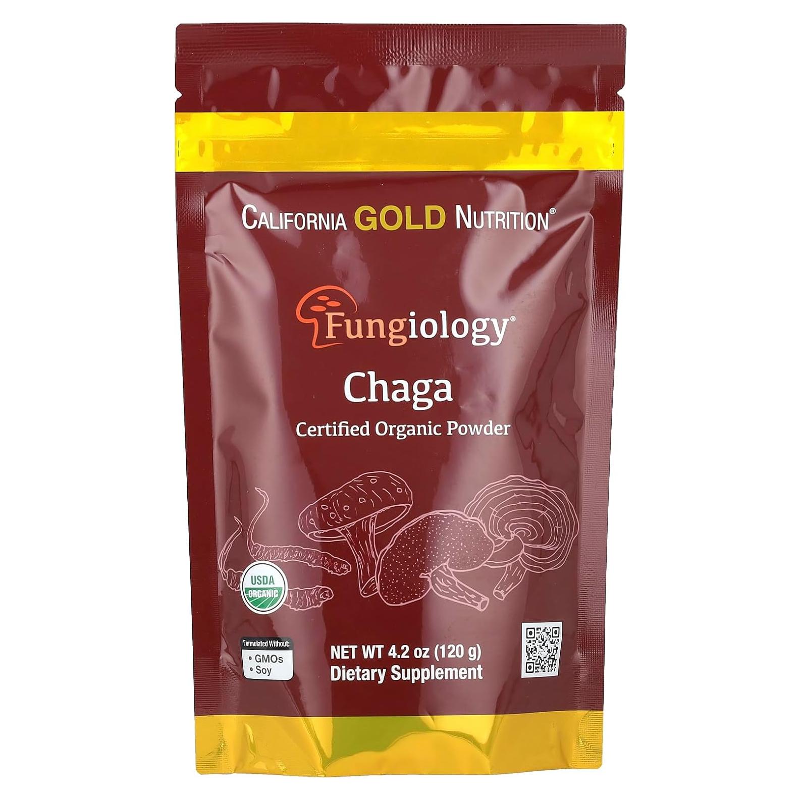 Polvo de Chaga Orgánico Certificado 120 g California Gold Nutrition
