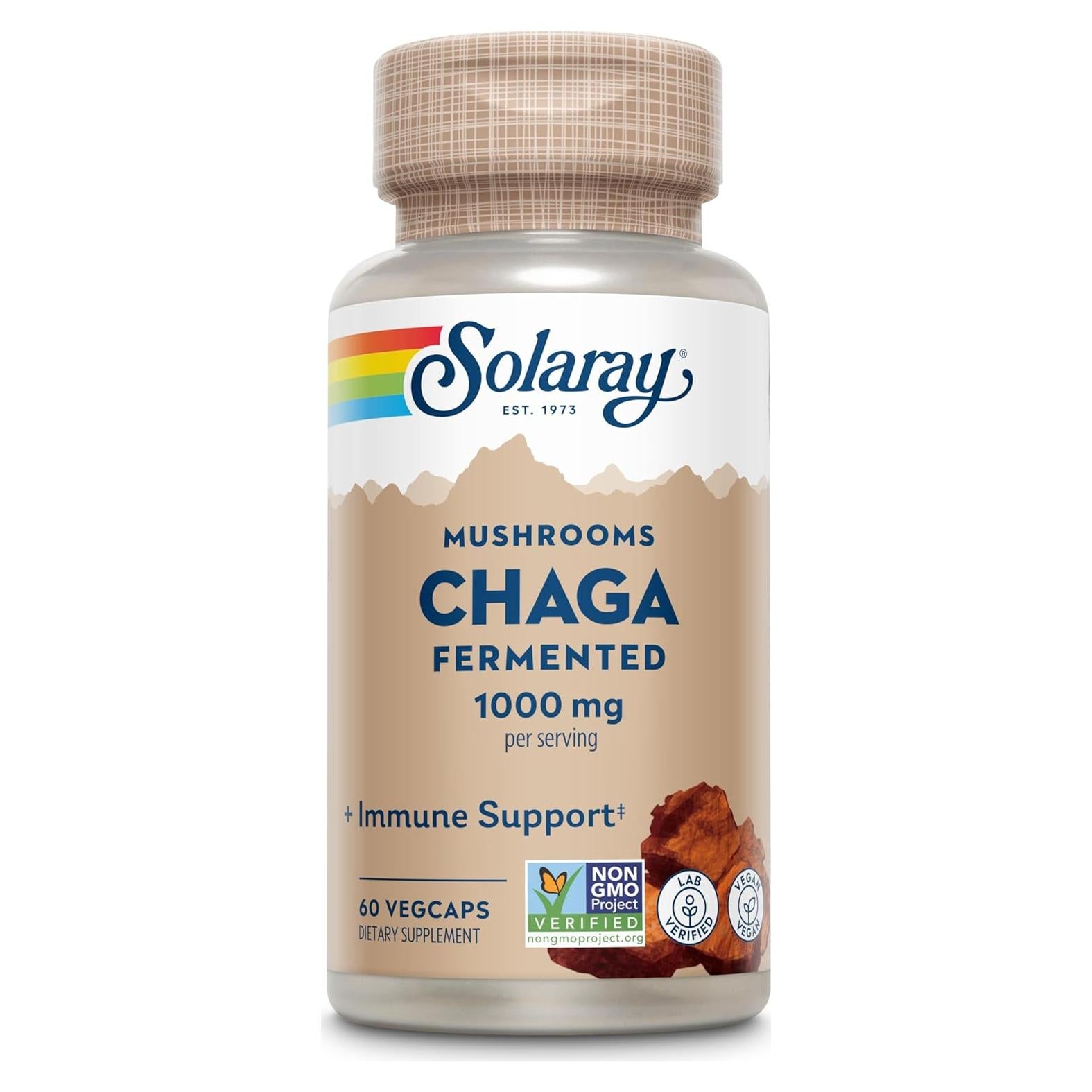 Suplemento Hongo Chaga Fermentado Solaray 500 mg - 60 VegCaps