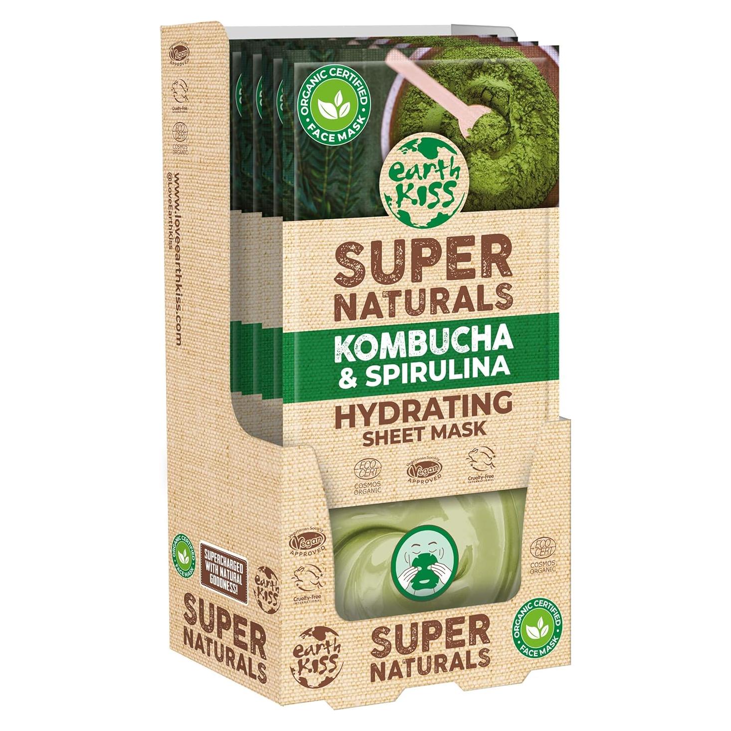 Mascarilla Hidratante Earth Kiss Kombucha y Espirulina 12u