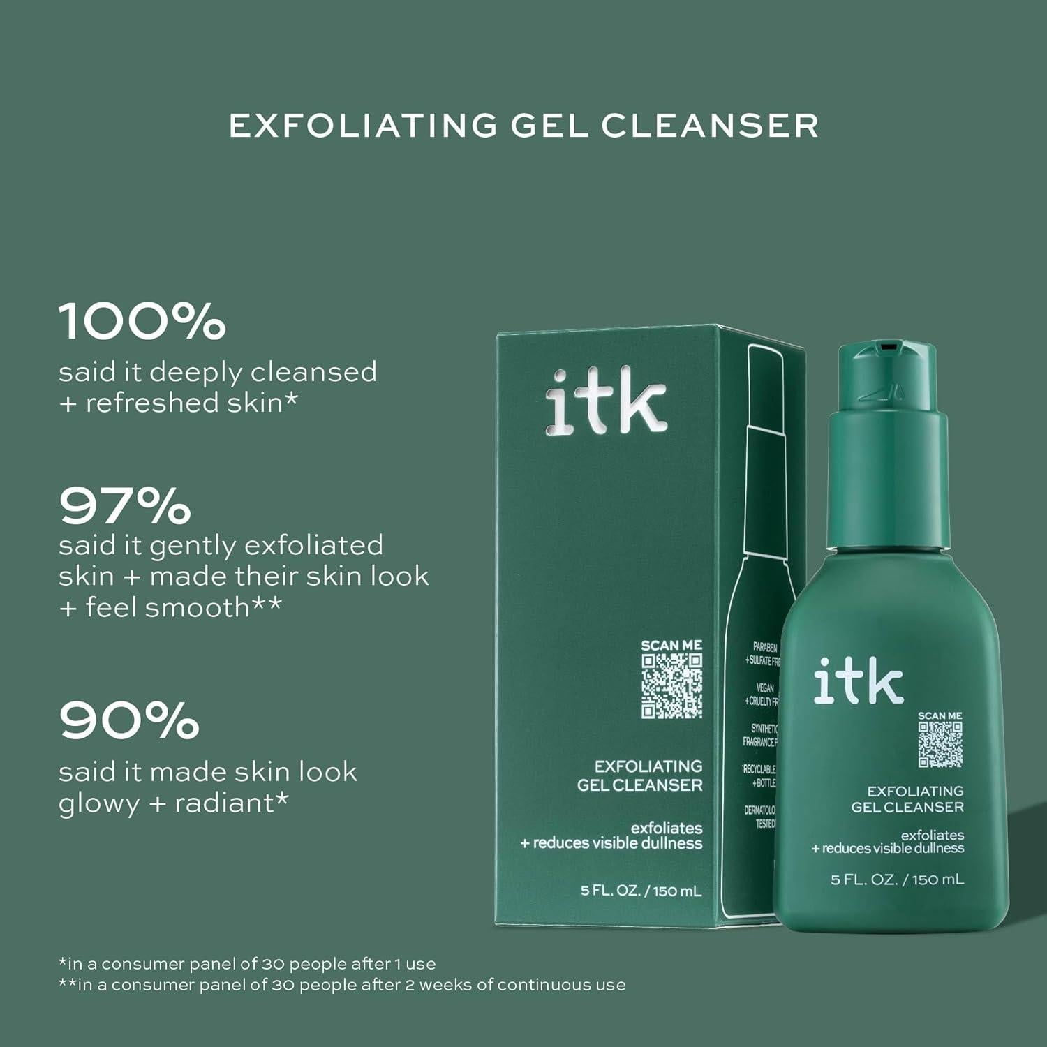 Gel Limpiador Facial Exfoliante ITK con Ácido Glicólico 148 ml