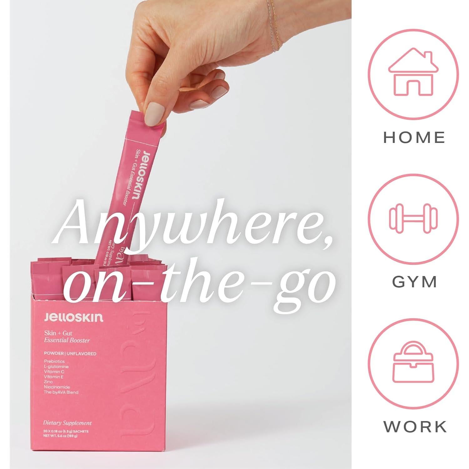 Jelloskin Polvo Prebiótico byAVA 30 Porciones 1500mg L-Glutamina