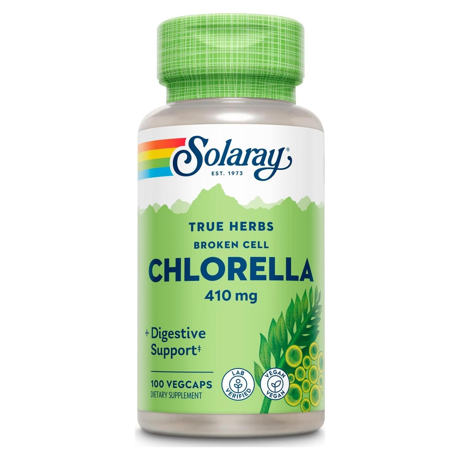 Chlorella de Pared Rota Solaray 410 mg | Superalimento Vegano
