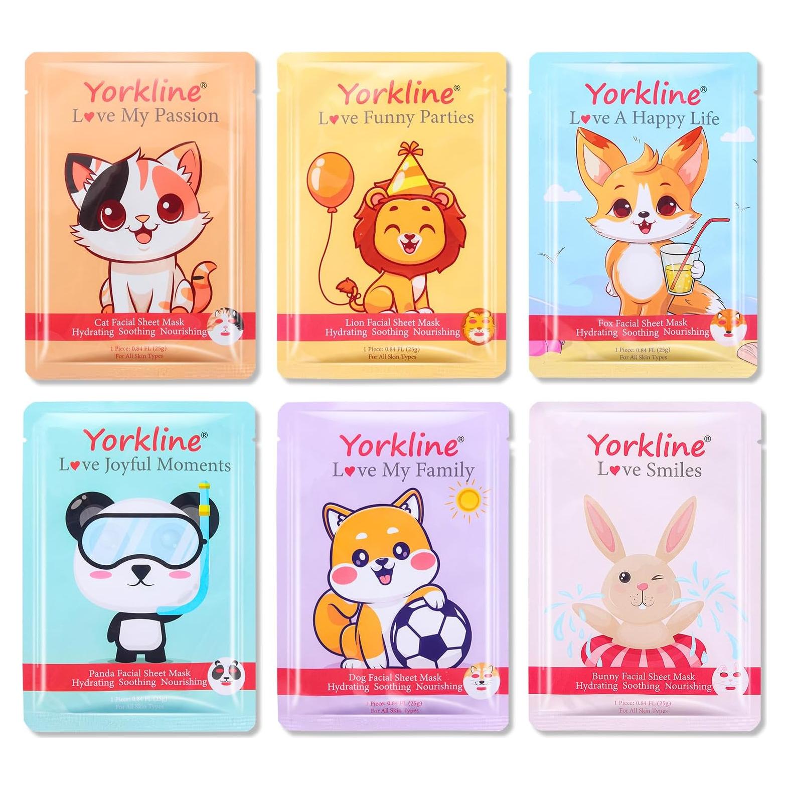 Mascarillas Faciales de Animales Yorkline - 6 Piezas Algodón