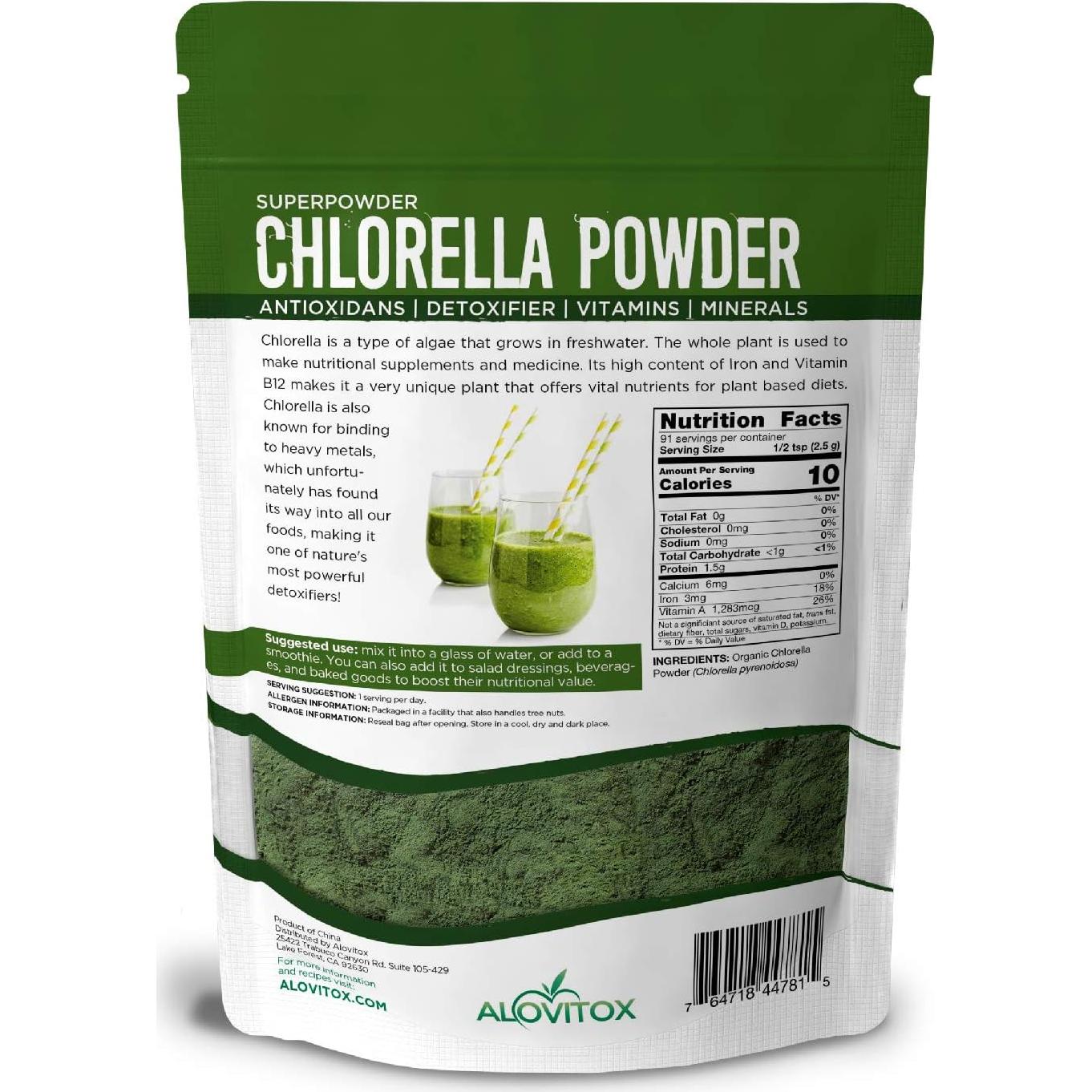 Polvo de Chlorella Orgánico Alovitox 227g - Superalimento Nutritivo