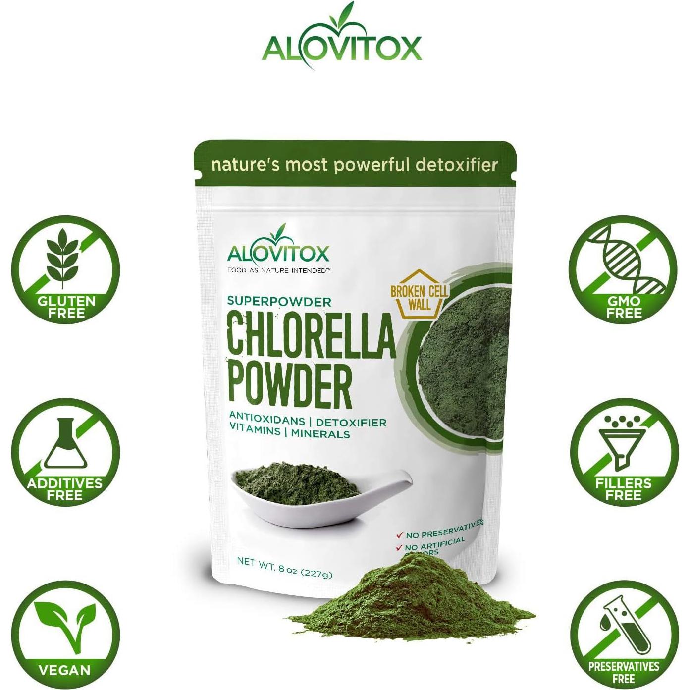 Polvo de Chlorella Orgánico Alovitox 227g - Superalimento Nutritivo