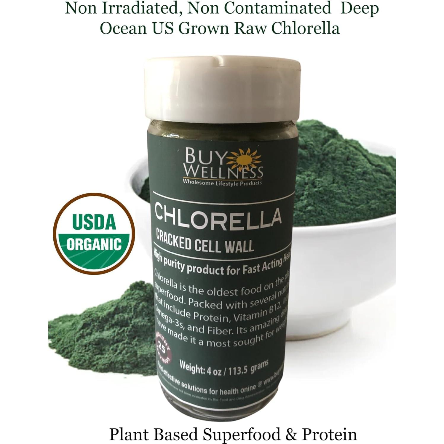 Polvo de Chlorella Orgánica Buy Wellness 113 g - Superfood Vegano