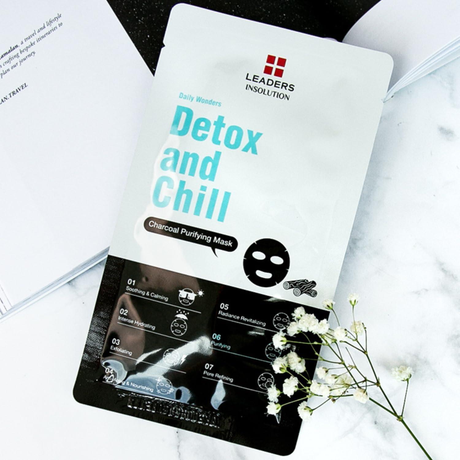 Máscara Facial Detox y Chill Leaders Insolution 10 Hojas Carbón