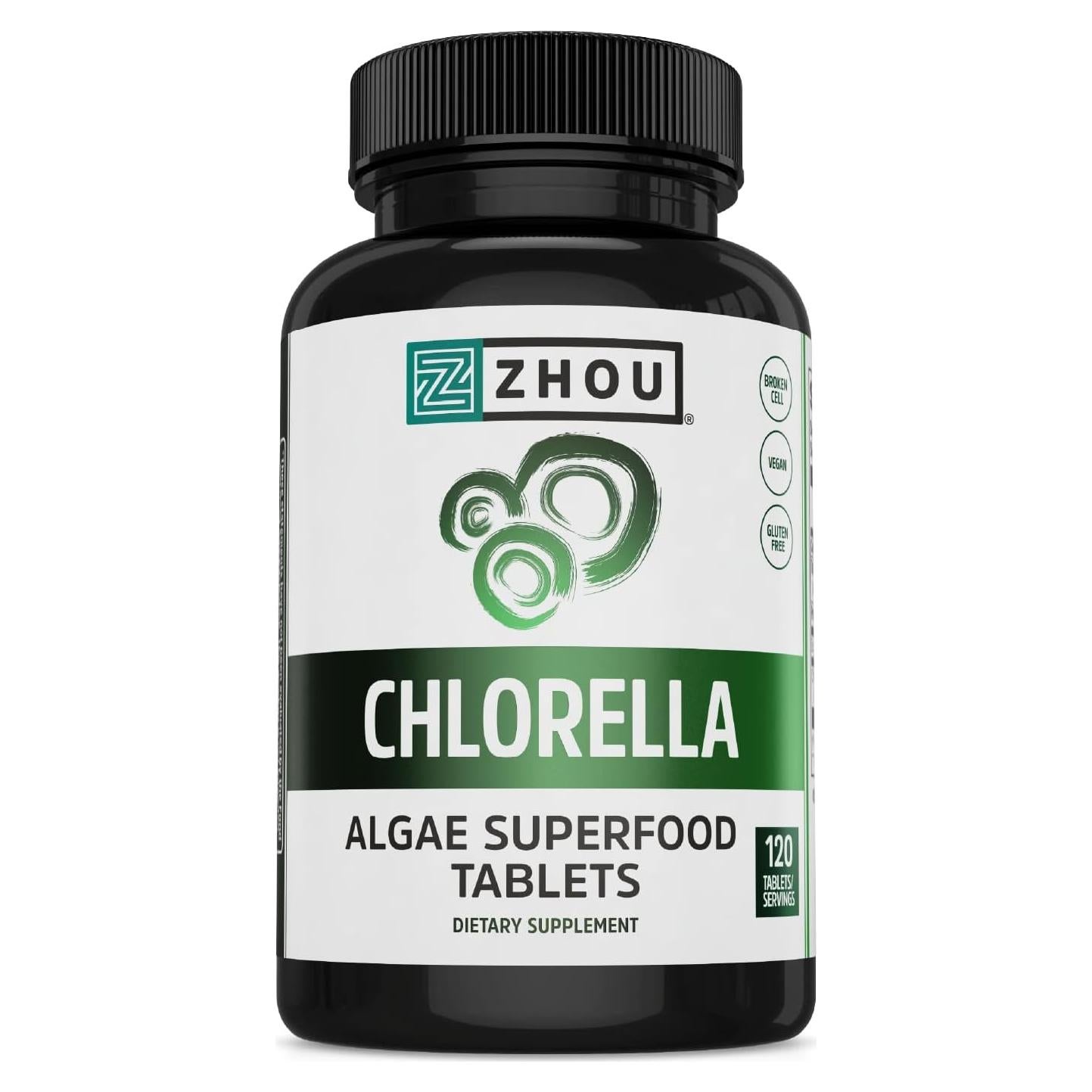 Tabletas de Chlorella Zhou - Suplemento Vegano 120 Tabletas