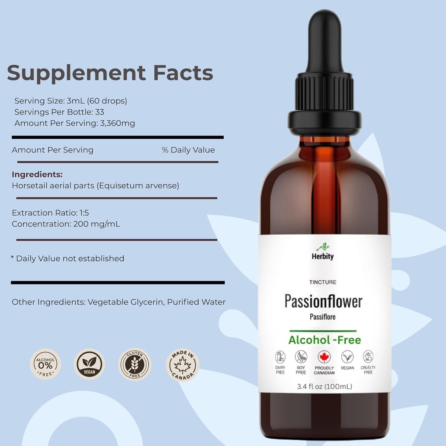 Tintura de Cola de Caballo Herbity 100 ml - Suplemento Vegano