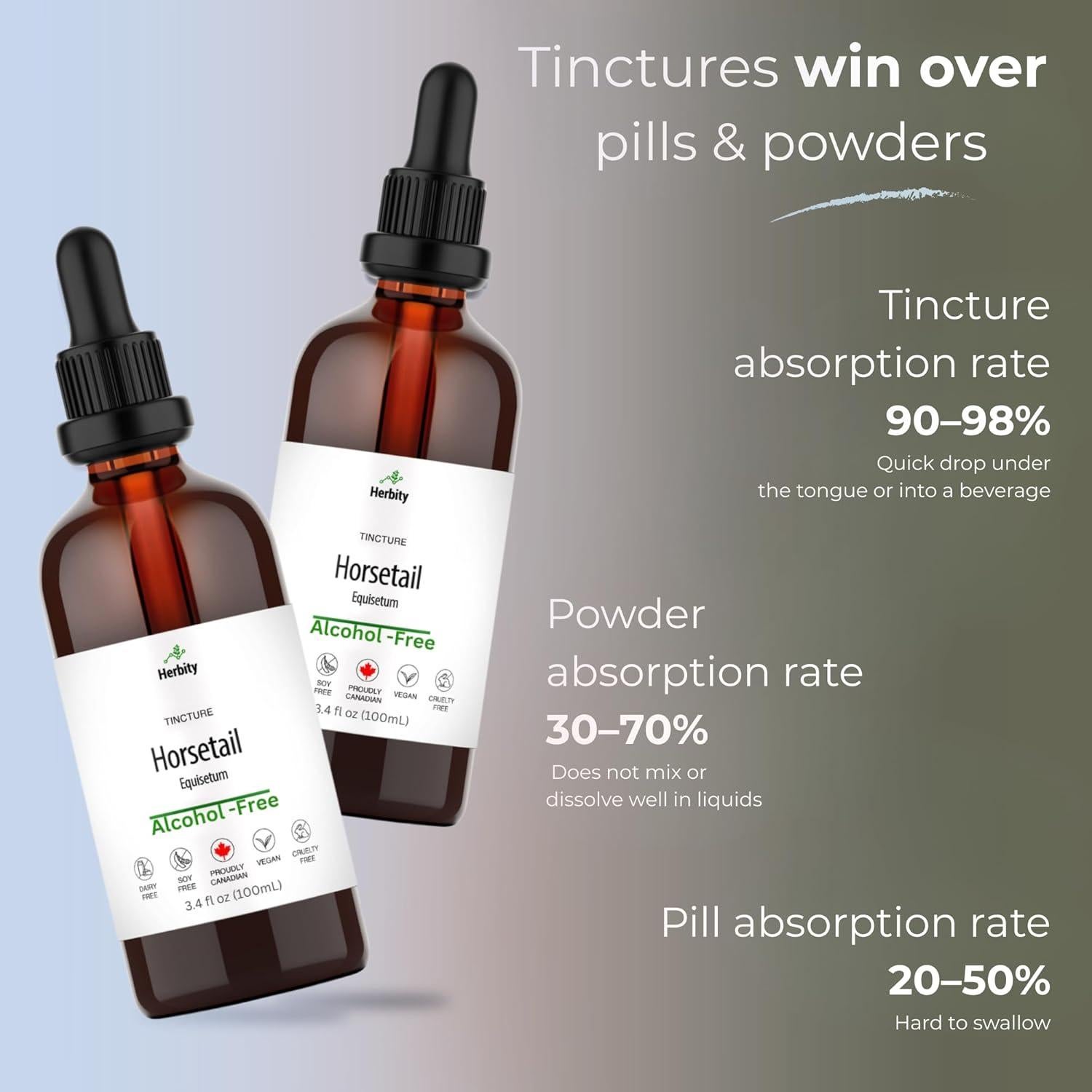 Tintura de Cola de Caballo Herbity 100 ml - Suplemento Vegano