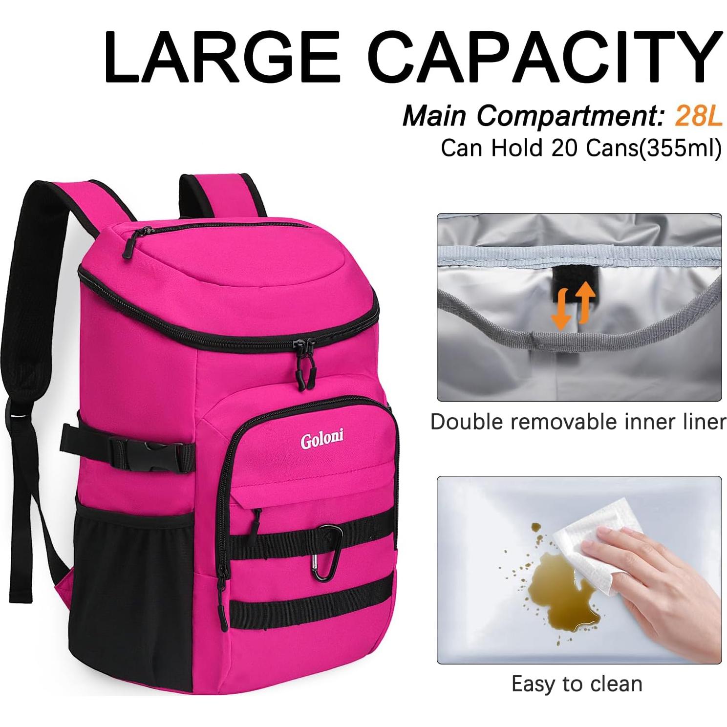 Mochila Enfriadora Aislada Goloni Rosa 8.51L para Camping