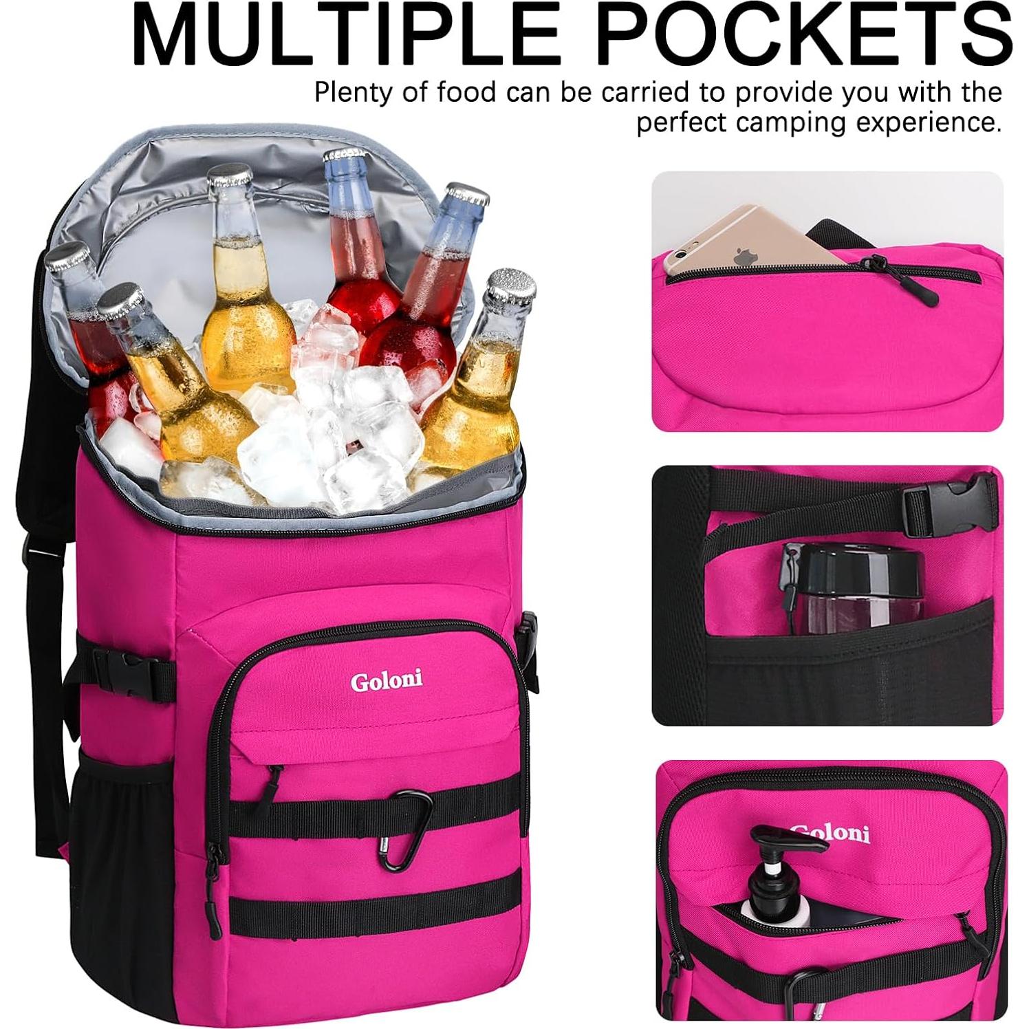 Mochila Enfriadora Aislada Goloni Rosa 8.51L para Camping