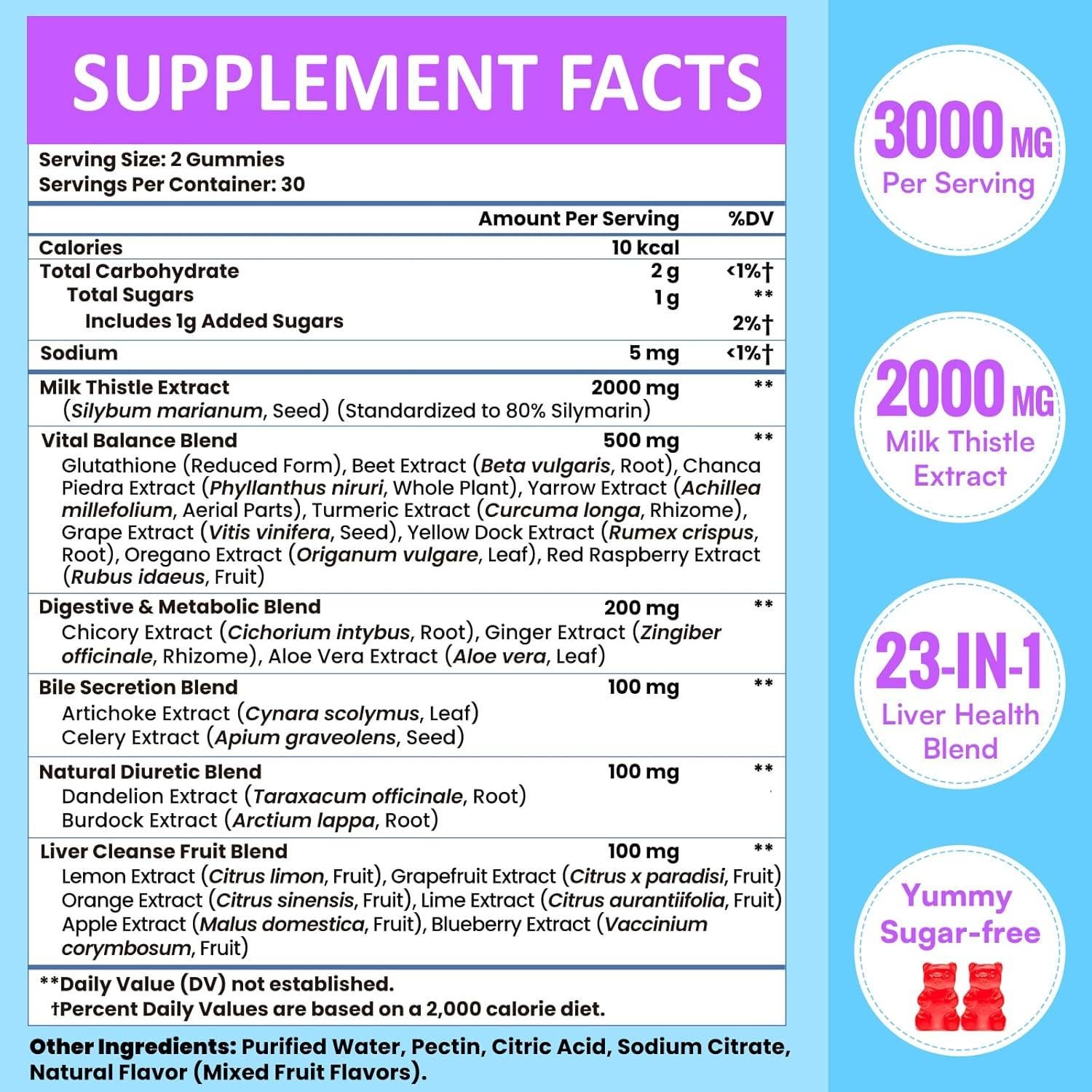 Gomitas Detox Hepáticas Kaourso 3000mg 60 Unidades Sabor Fruta