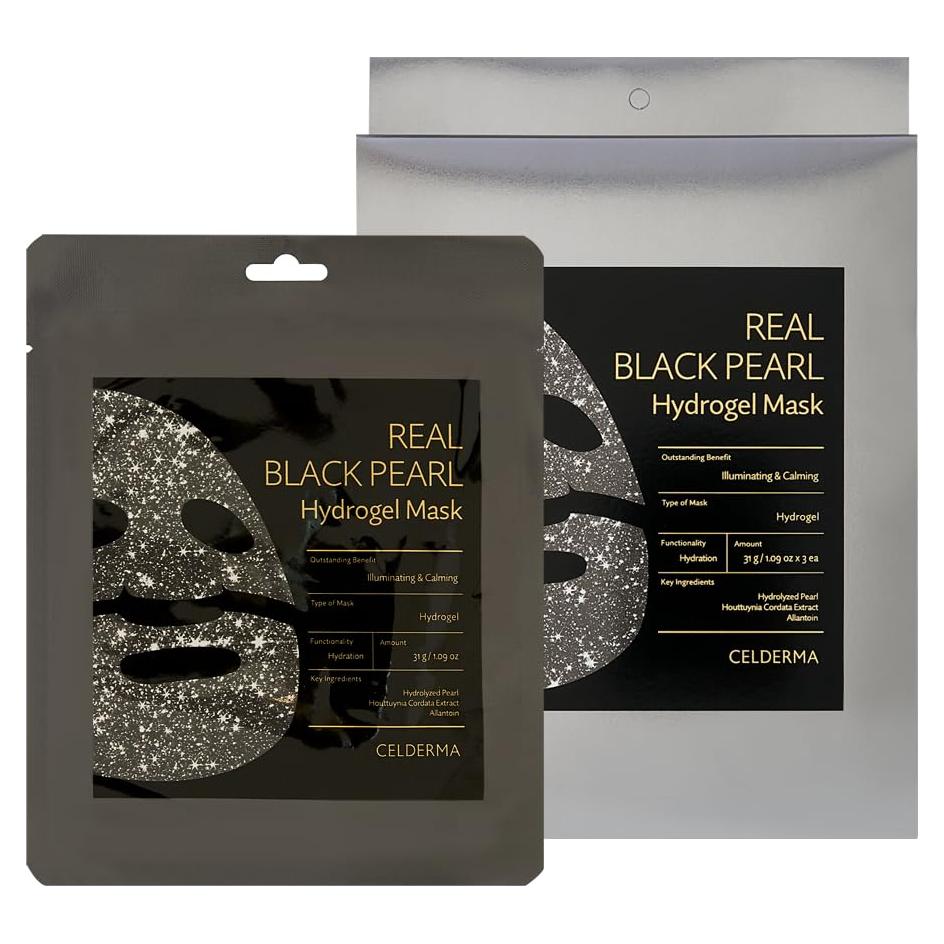 Máscara de Hidrogel CELDERMA Perla Negra [3 Unidades] Iluminadora