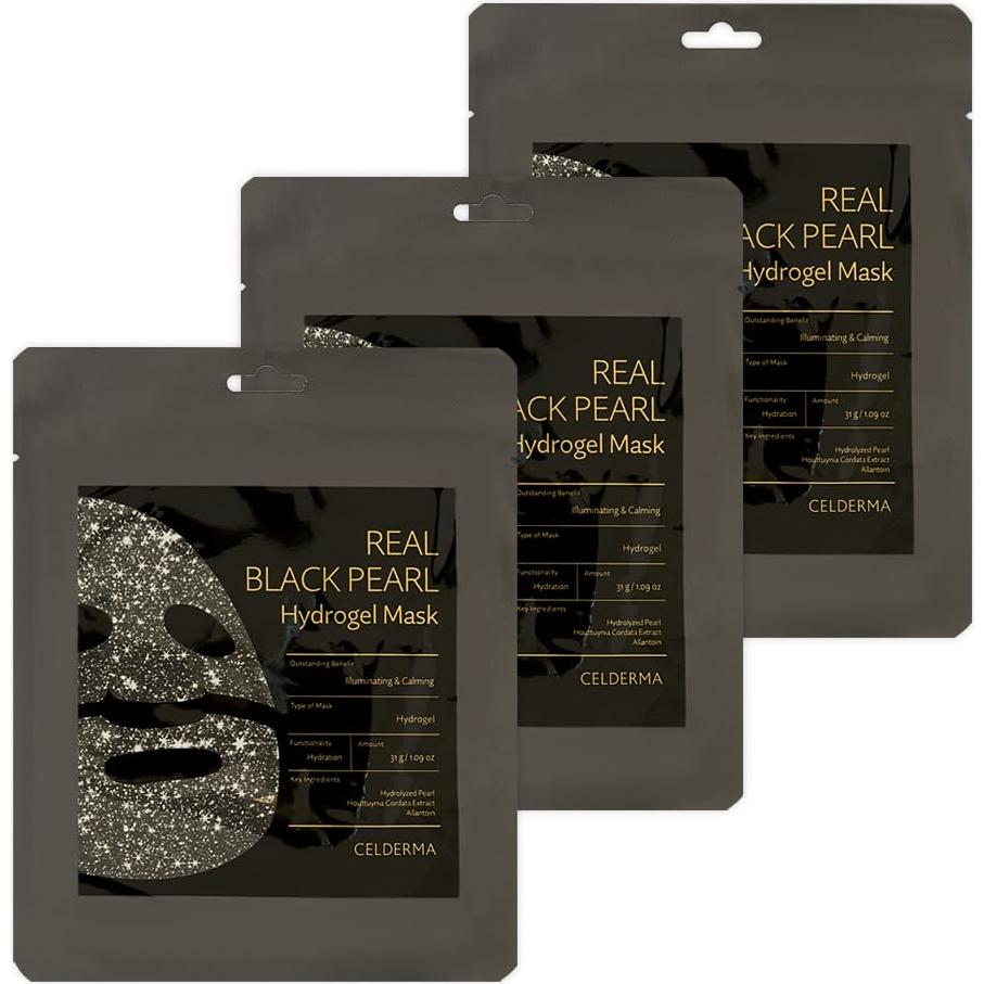 Máscara de Hidrogel CELDERMA Perla Negra [3 Unidades] Iluminadora