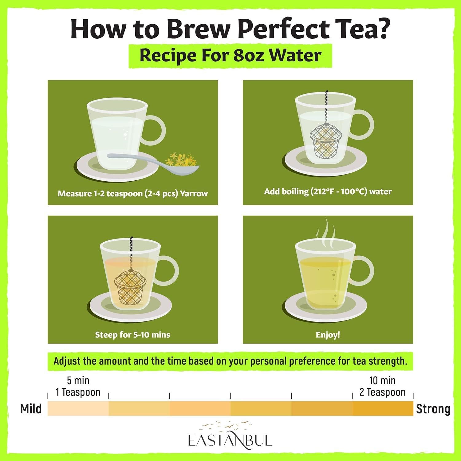 Té de Yarrow Eastanbul 40g - Hierba Suelta Natural Sin Cafeína