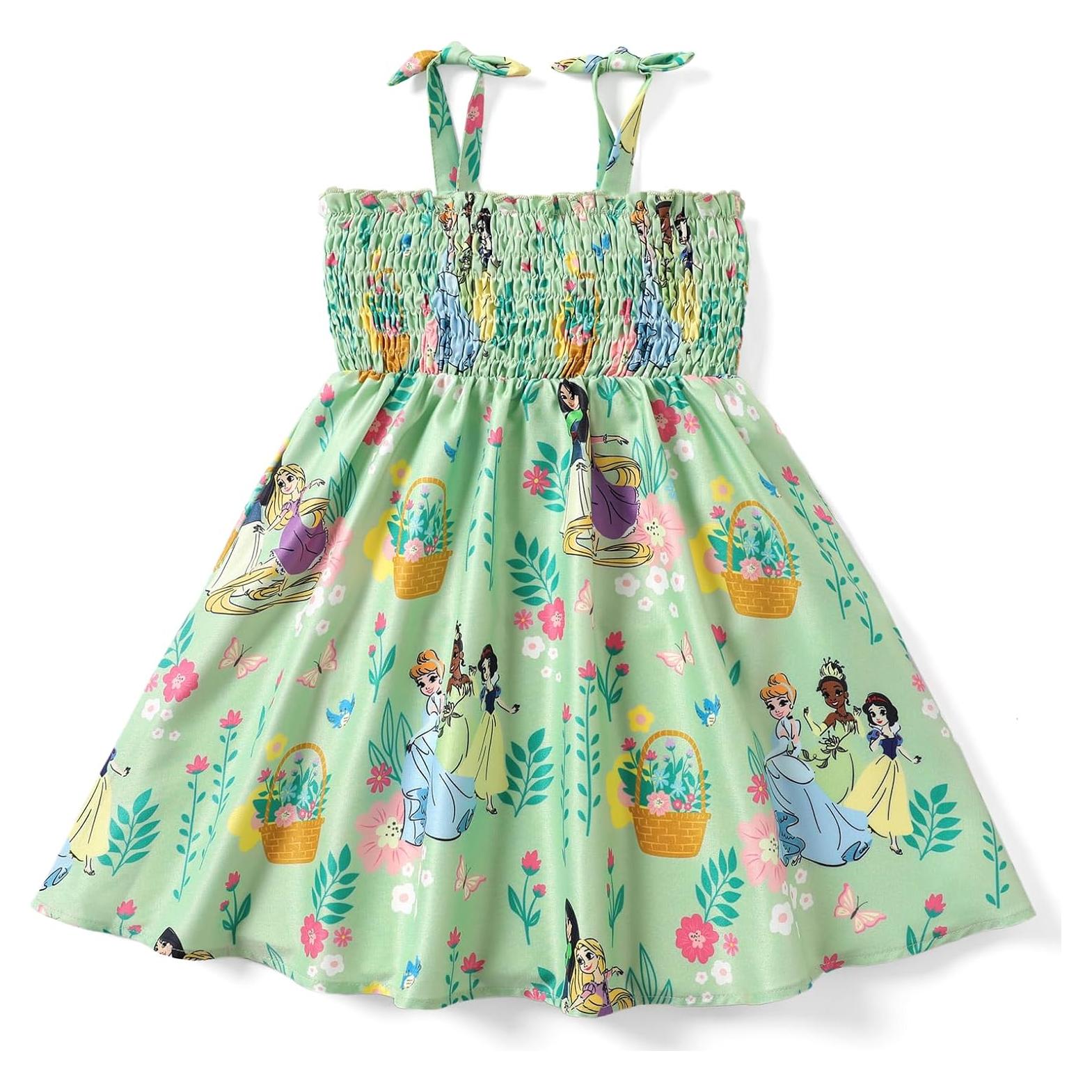 Vestido de Verano Disney Princesa Elsa 2T Verde con Lazo