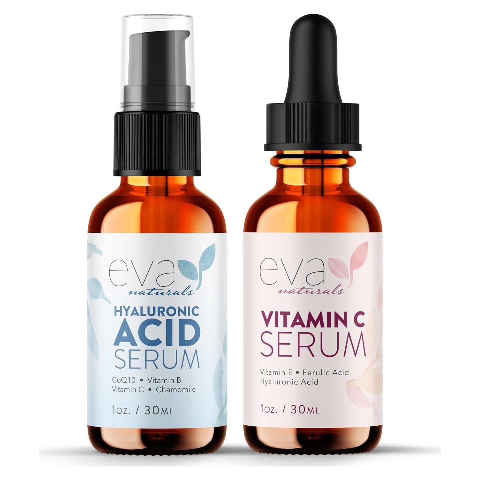 Set de Sueros Hidratantes Eva Naturals - Vitamina C y Ácido Hialurónico