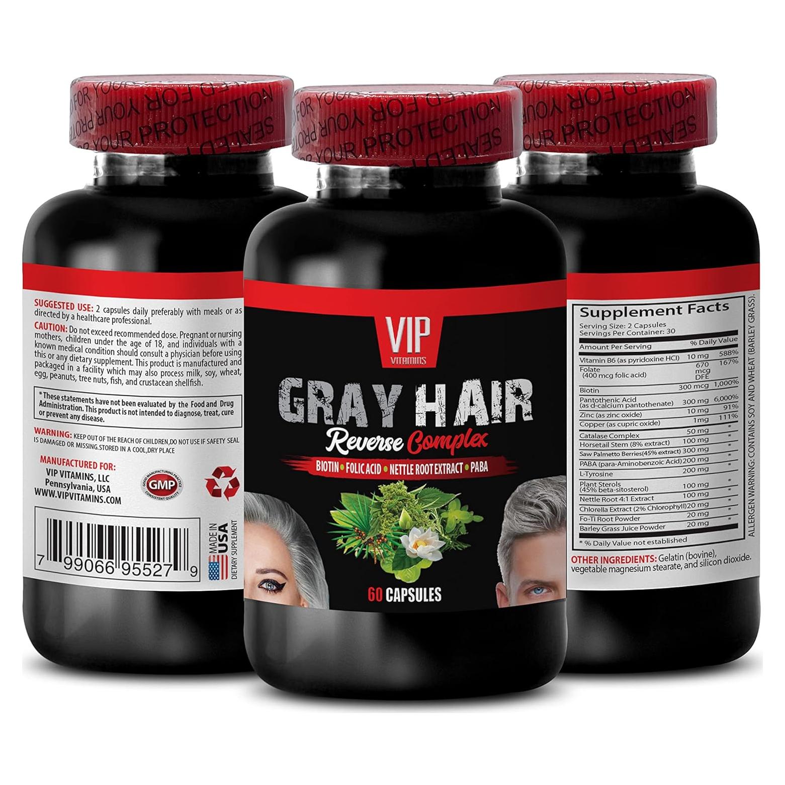 Suplemento Anticabello Gris Biotina 60 Cápsulas - Complejo Reverso